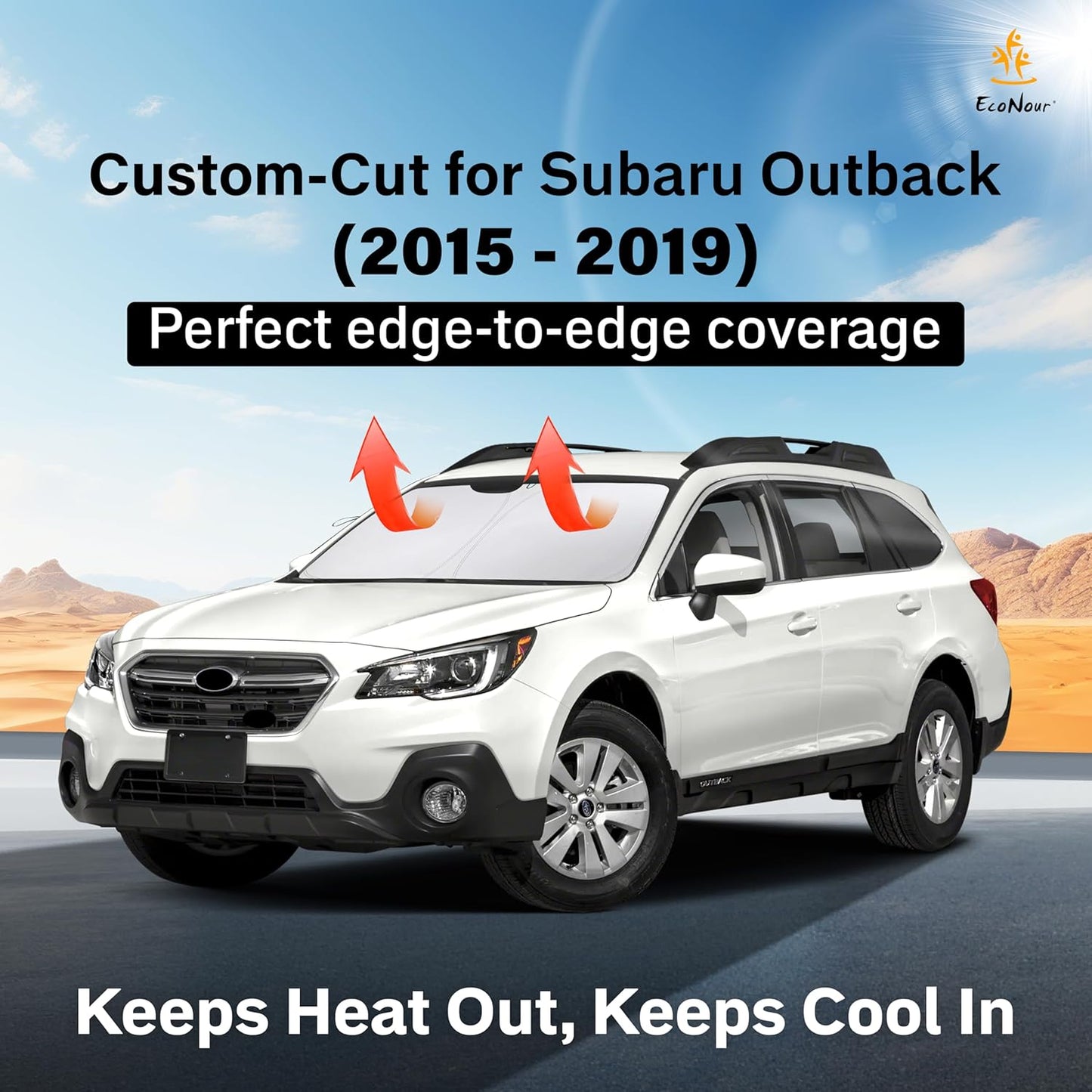 Econour Windshield Sun Shade for 2015 2016 2017 2018 2019 Subaru Outback Wagon Sunshade Window Sun Visor Protector Foldable Blocks UV Rays Keep Your Car Cooler