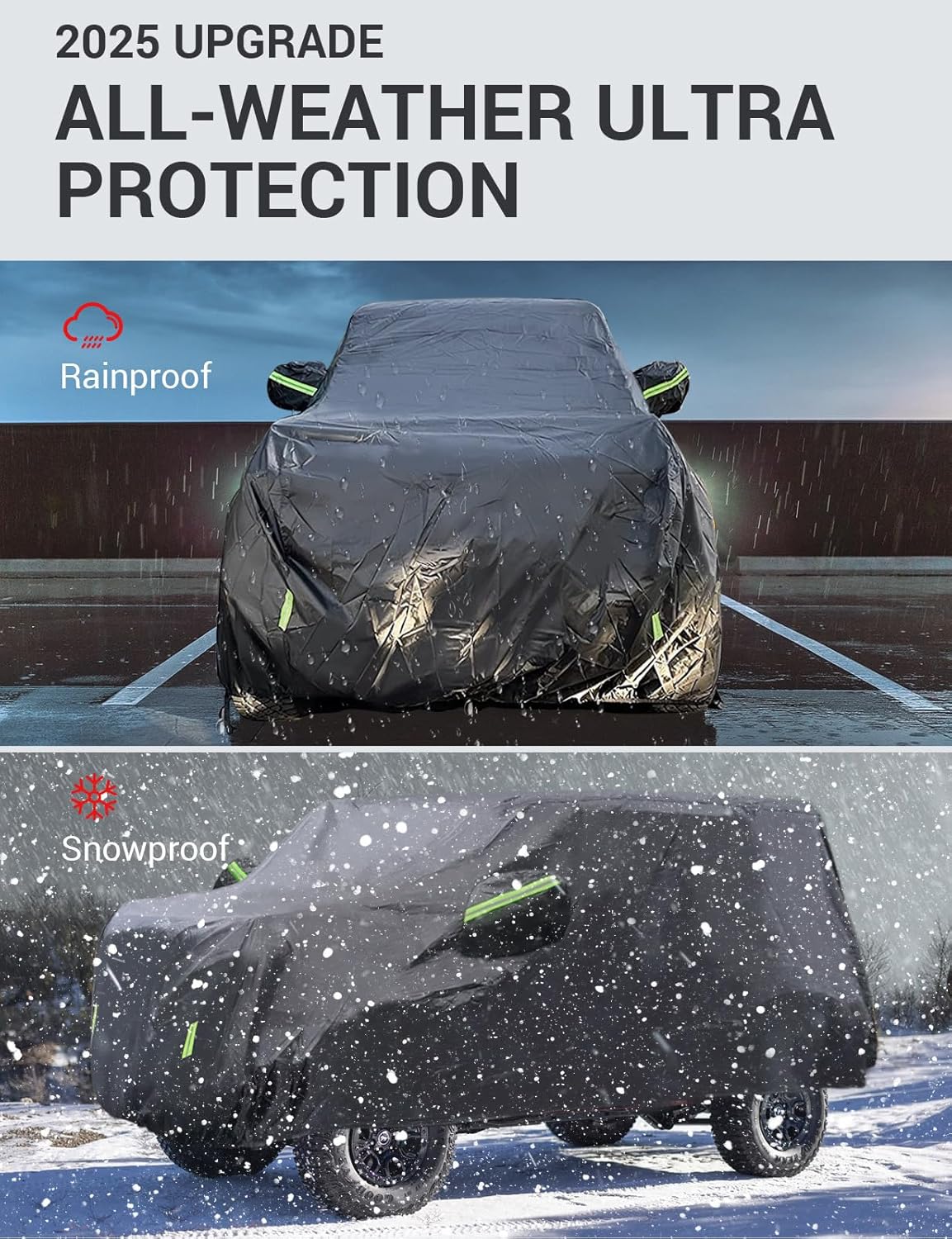 Proadsy Upgrade Car Cover Compatible with Ford Bronco 2 Door 2021-2024 2025 Windproof All Weather Waterproof Sun Rain UV Dust Snow Protection Outdoor Covers