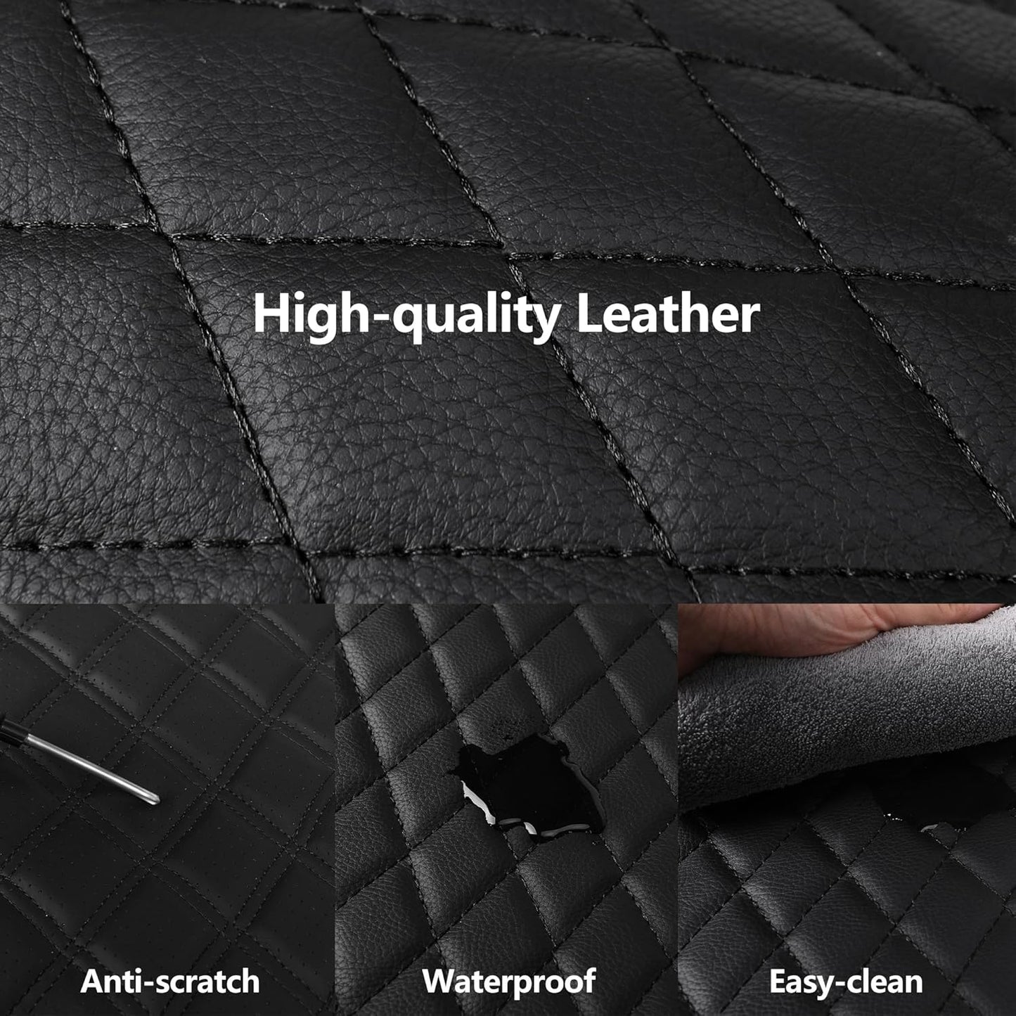 Red Car Seat Covers,Breathable and Waterproof Seat Cover Full Set,PU Premium Universal Fit Automotive Airbag Compatible for Cars Sedans SUVs Vans and Trucks(Full Seat,Black+Red,N1)