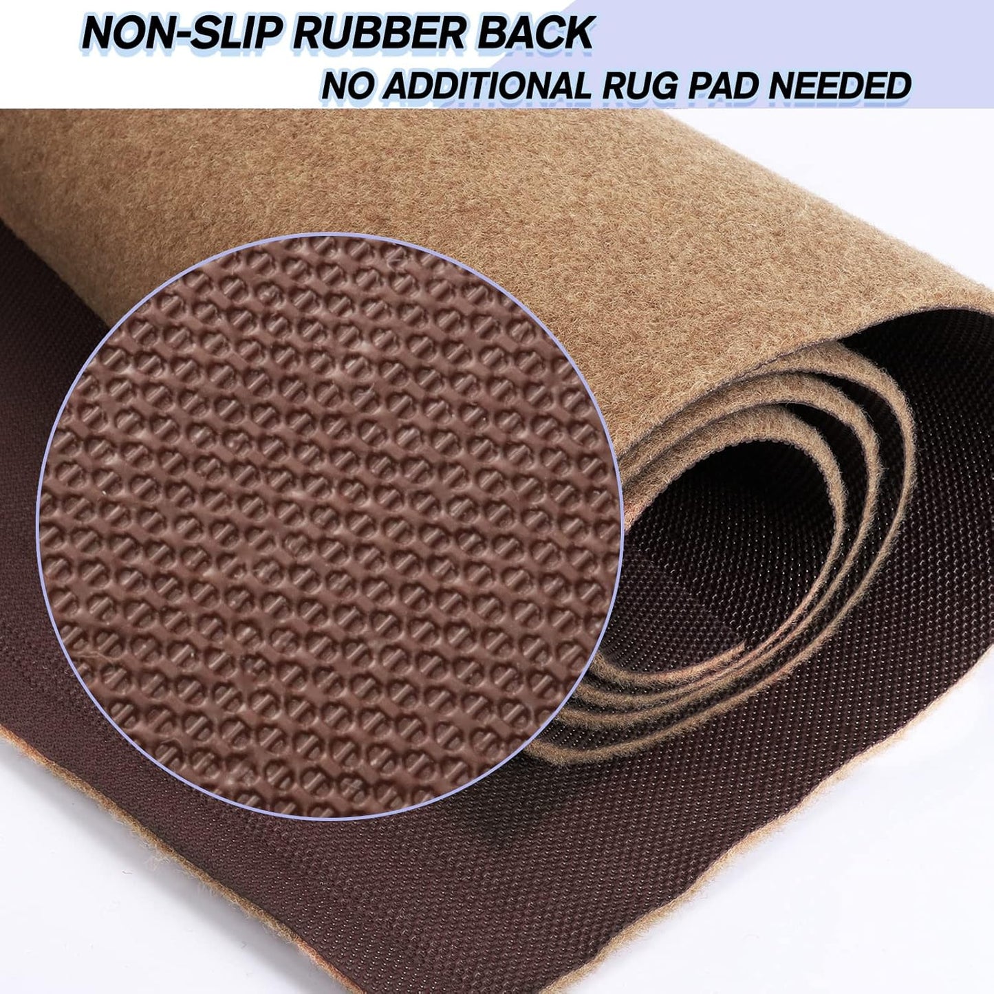 Custom Size Backed Non-Slip Area Rugs Runner, Easy Clean, Waterproof Runner Rugs for Hallway Entryway, Kitchen, Laundry, 2FT x 72FT, Beige