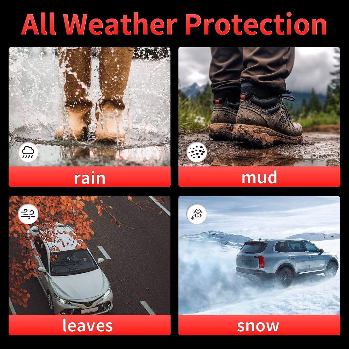 Wayhigh-All Weather Floor Mats Fit for 2020-2025 Ford Explorer 7 Seats TPE Car Mats Waterproof Heavy Duty Rubber Floor Liners for Explorer Accessories Custom Fit Black Liners