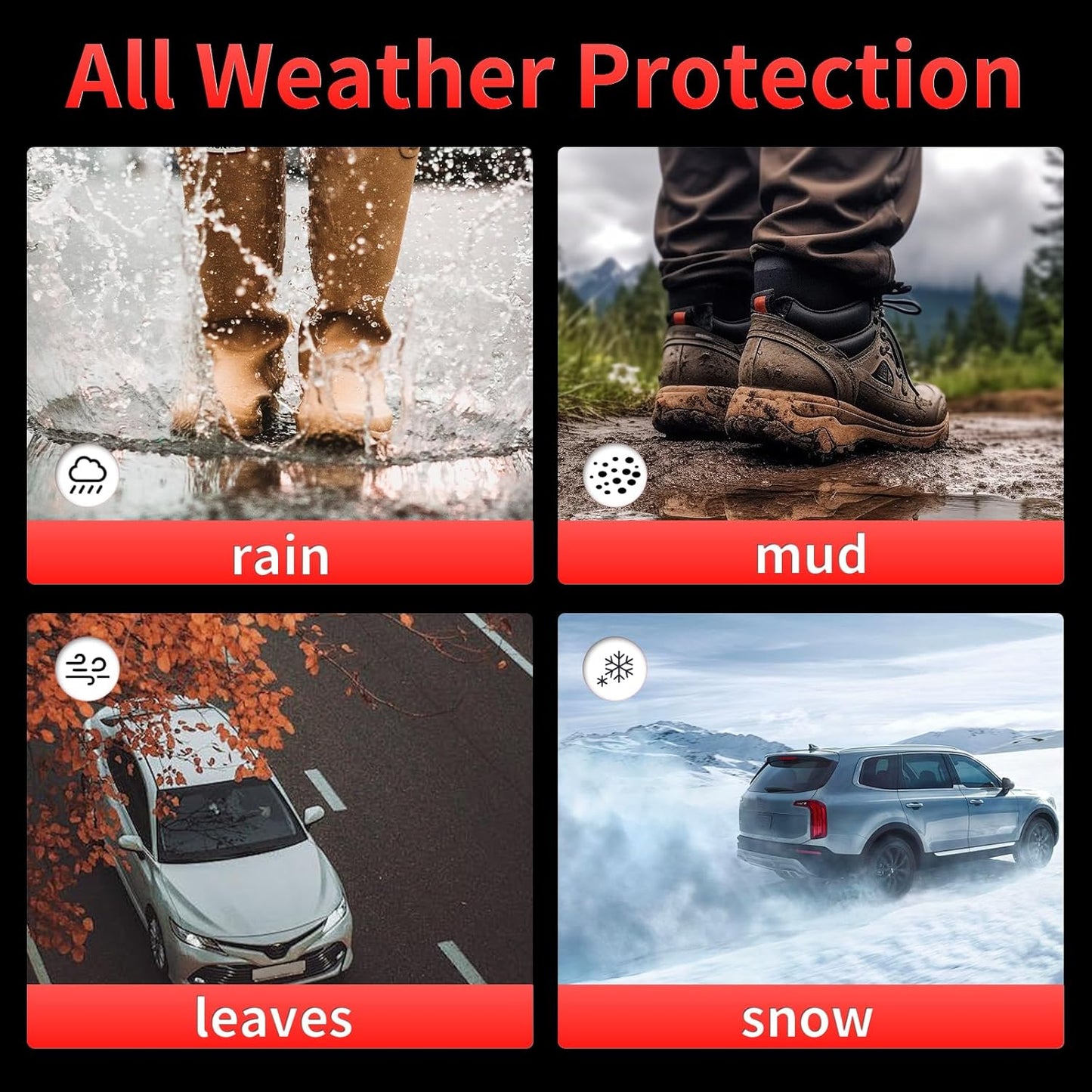 Wayhigh-All Weather Floor Mats and Cargo Mat Set Fit for 2020-2024 2025 Ford Escape (NO Hybrid) Custom Fit TPE Car Mats Waterproof Heavy Duty Rubber Floor Liners for Escape Accessories