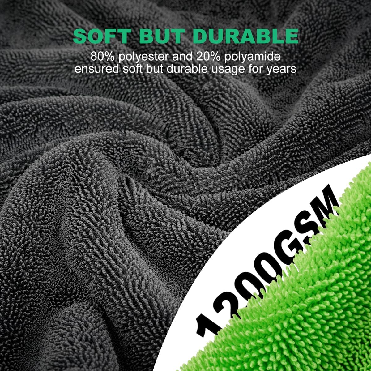 2 Pack Car Microfiber Towels with Car Wash Mitt 1200 GSM Soft Microfiber Car Drying Towels(36"x24" & 16"x16"), Ultra-Absorbent Streak Free Premium Double Twisted-Loop Drying Towels for Car Truck SUV