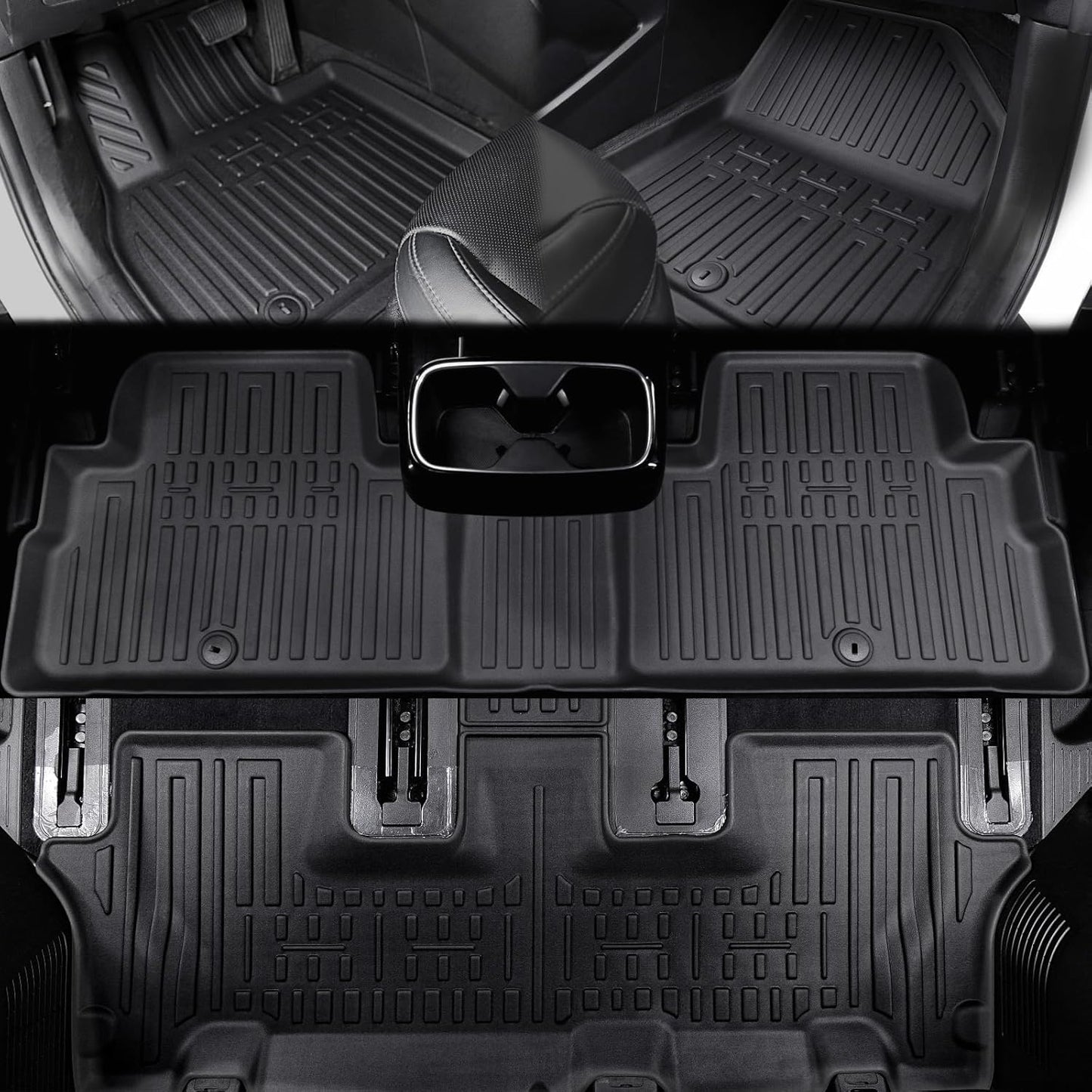 Floor Mats for Kia Telluride 2020-2024 2025 7-seat/8-seat Trunk Mat with Backrest Mat, All Weather TPE Cargo Liner Back Seat Cover Protector for 2025 Kia Telluride Car Accessories