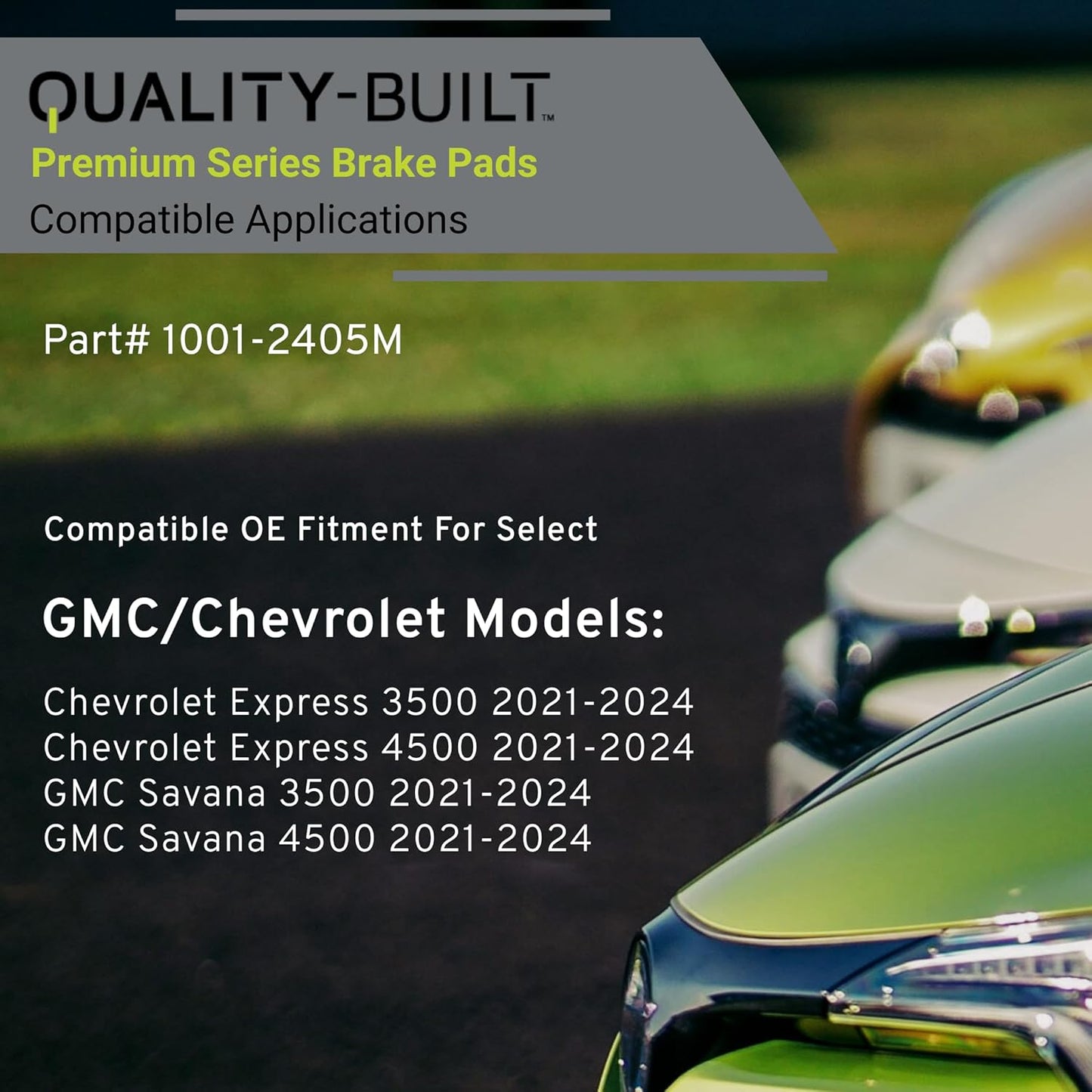 Premium Semi-Metallic Rear Brake Pads (1001-2405M) Compatible with Chevrolet Express 3500 2024-2021, Express 4500 2024-2021, GMC Savana 3500 2024-2021, Savana 4500 2024-2021