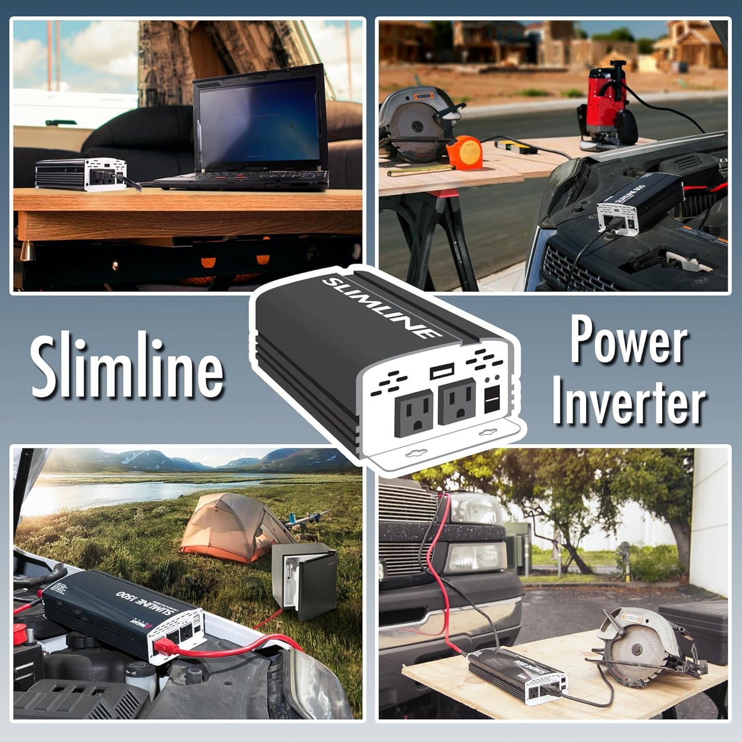 Wagan 3716 500W Slim Line AC to DC Inverter 500W TrueRated 1000W Surge Power Inverter