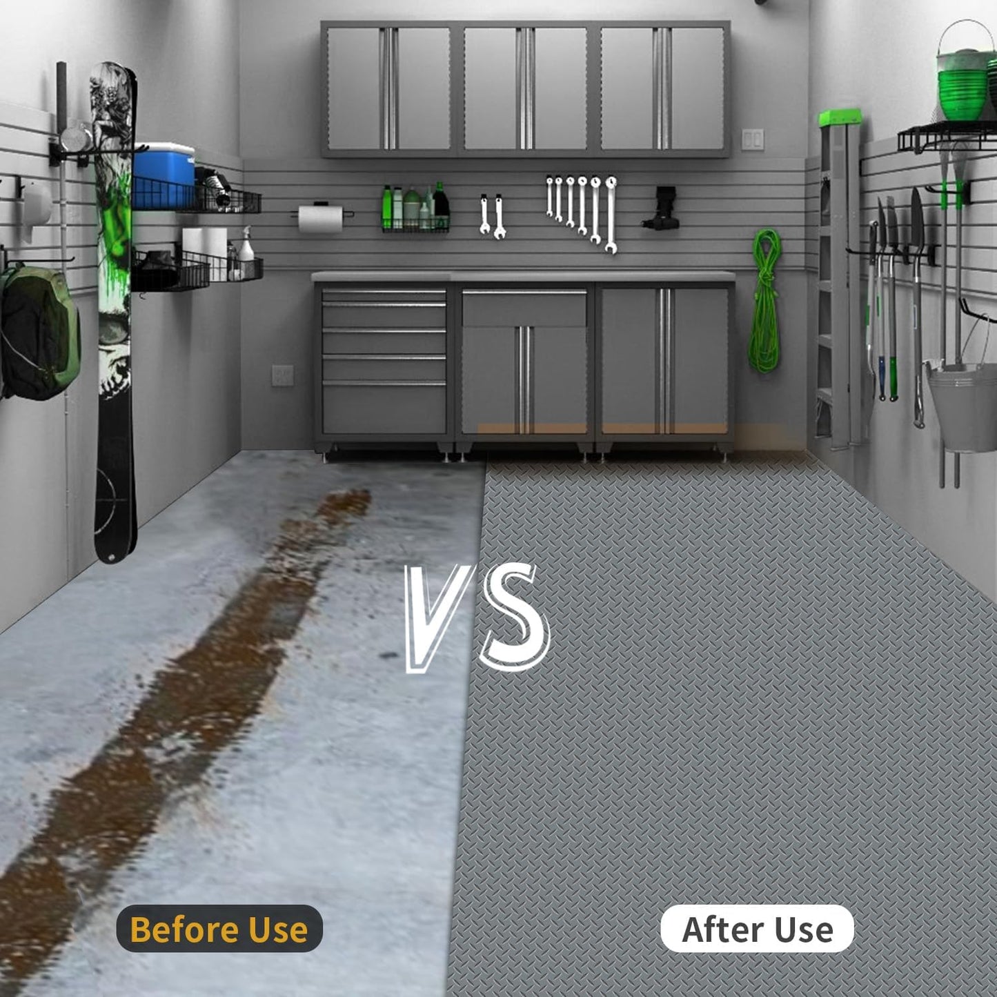 Premium Garage Floor Mat, Commercial Grade Heavy Duty Parking Mat for Garage Floor, Golf Cart Parking, Water/Stain Resistant Floor Runner (Grey Diamond, 2 Rolls x 4 x 6.5 Feet)