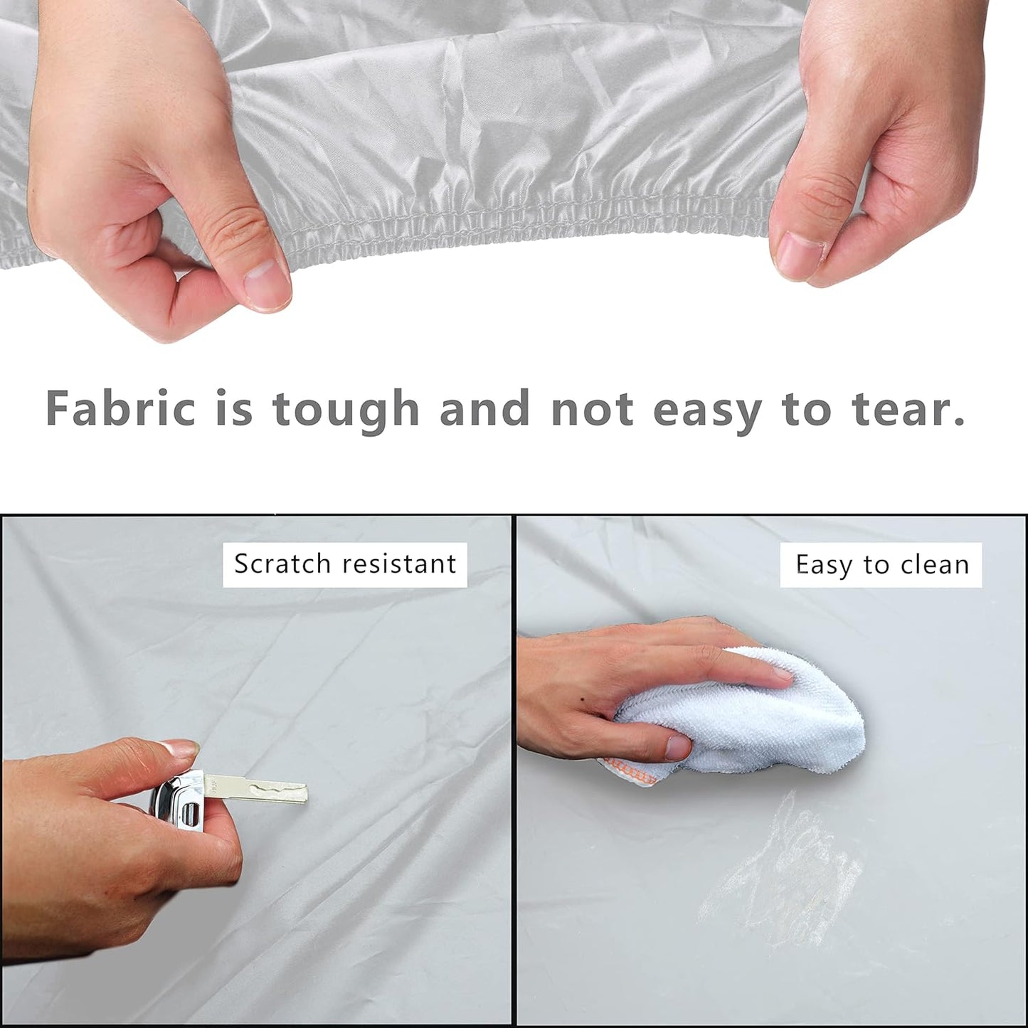 MORNYRAY Waterproof Car Cover All Weather Snowproof UV Protection Windproof Outdoor Full car Cover, Universal Fit for Sedan (Silvery, A3-Fit Sedan Length(178-185 inch)