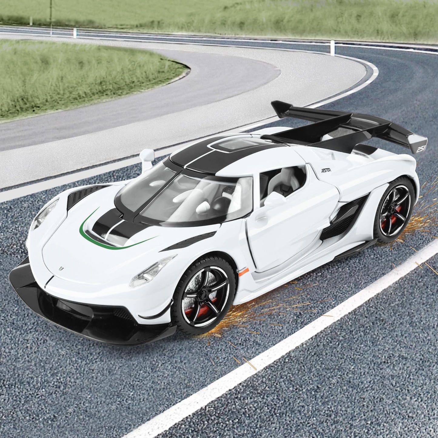 Toy Cars Model Jesko 1/22 Diecast Metal Sports Toy Cars for Boys, Alloy Collectible Model Car with Sound and Lights, Race Model Car for Kids