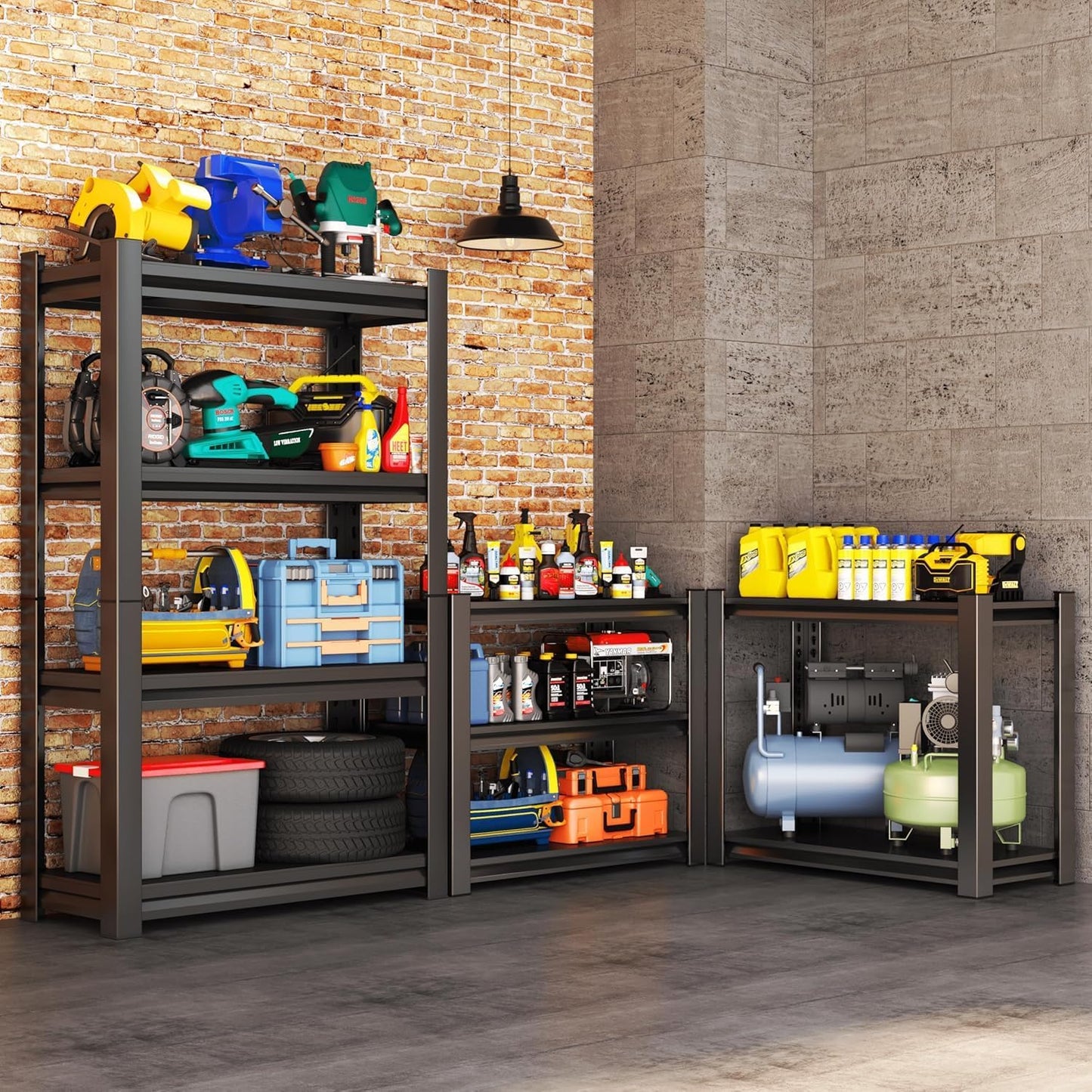 Adjustable 4-Tier Garage Shelving, Heavy Duty Steel Storage Rack, High Load Capacity, Ideal for Garage, Warehouse, or Home Organization (4-Tier 63" H x 40" W x 20" D)