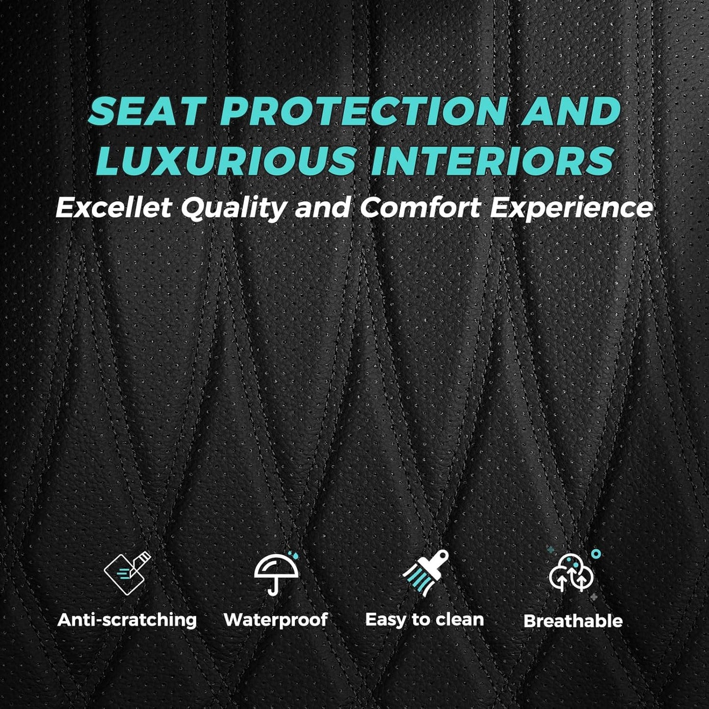 Seat Covers for Honda Civic Hatchback EX, Sport Touring, EXL 2016 2017 2018 2019 2020 2021, Faux Leather Car Seats Cover Full Set(Rear Row 40/60 Split & Folding Backrest)-Black