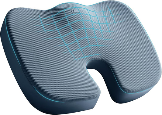 Skechers Memory Foam Seat Cushion,Office Chair Cushion for Tailbone Pain Relief,Butt Pillow for Office Chair,Car seat Cushion,Computer Desk,Long Sitting Office Workers,and Car Drivers,Blue