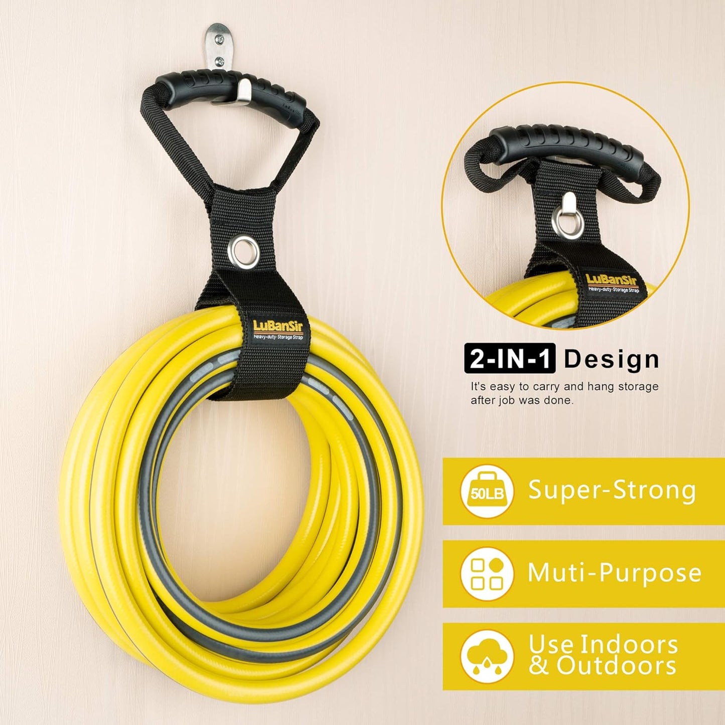 LuBanSir 3 Pack Extension Cord Organizer, 22" Portable Hook and Loop Storage Straps with Grommet Fit Extension Cords, Cables, Ropes, Garden Water Hoses Carrying and Hanging