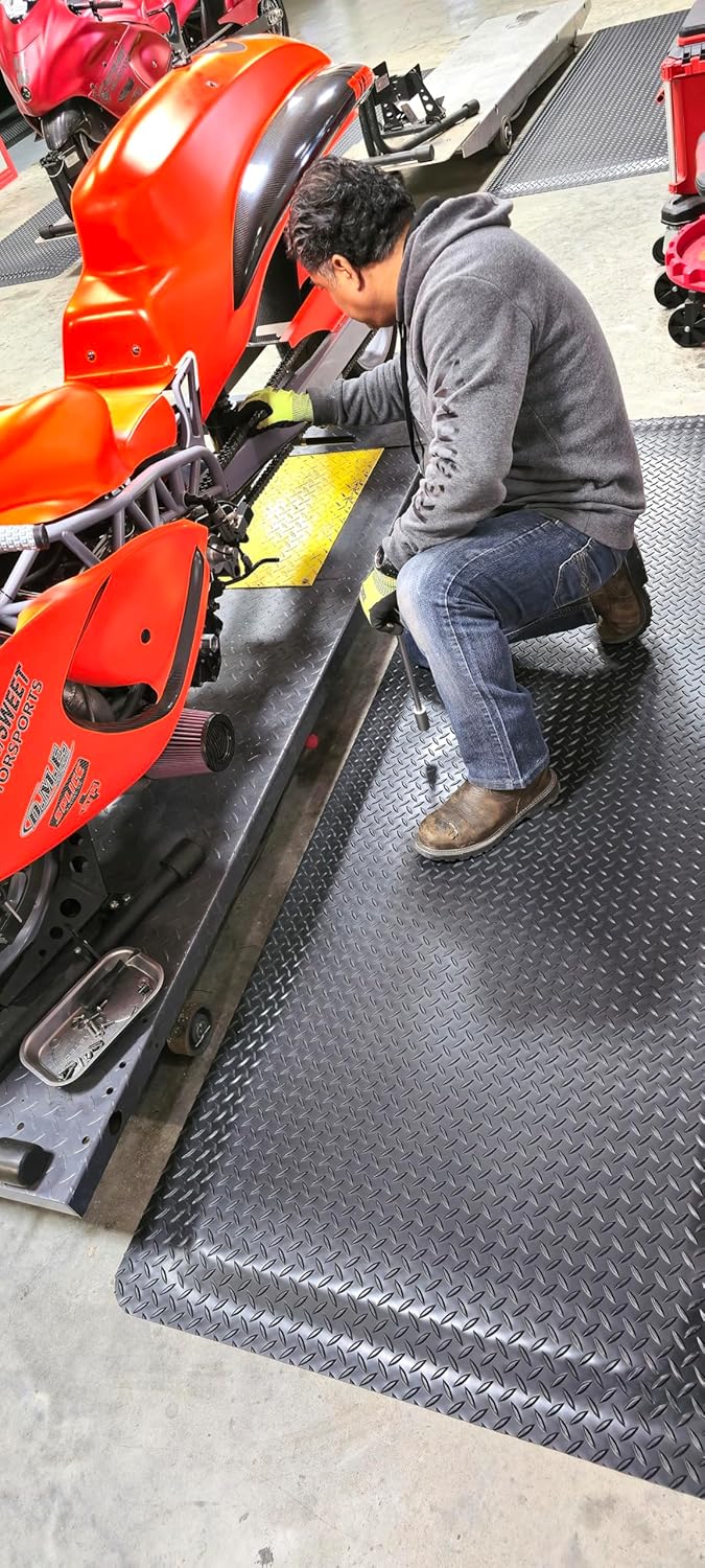 Rhino Mats, American Classic Diamond Anti-Fatigue Mats, Industrial Ergonomic Comfort Standing Mat for Work, Home, Garage, Office, Kitchen or Anywhere (Black 1" Thick, 3 FT. x 14 FT.)