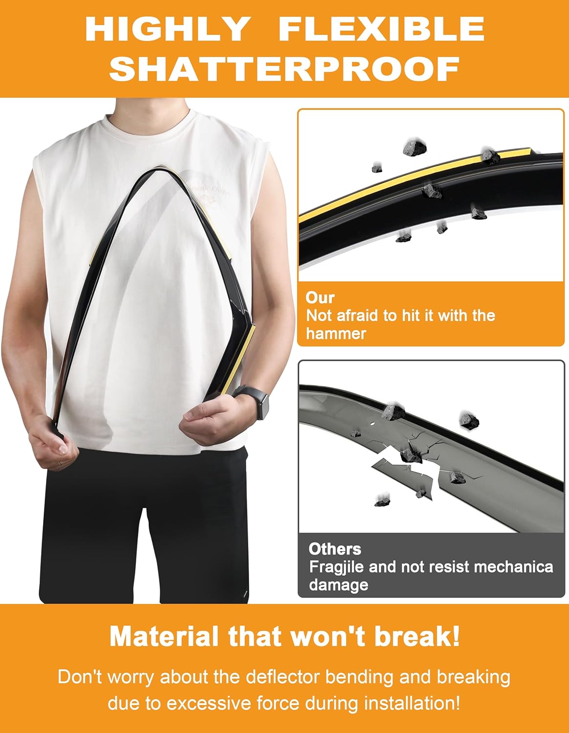 in-Channel Window Rain Guards Fit for Truck Dodge RAM 2500 3500 2019 2020 2021 2022 2023 2024 2025 Crew Cab Extra Durable Window Deflectors Vent Visors Shades Exterior Car Accessories