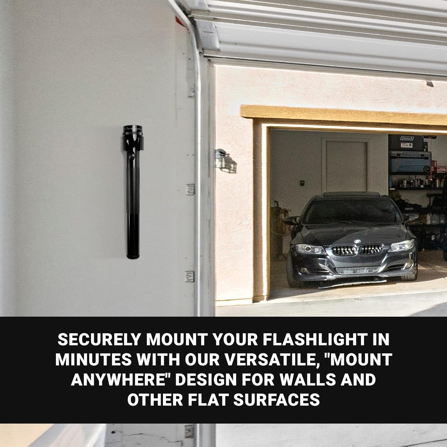 Spartan Mounts Heavy-Duty Flashlight Mount Compatible with MagLite D-Size | Wall or Surface Mounting Kit | Closet Safe Room Emergency Blackout Power Outage Garage Workshop Basement | Made in USA