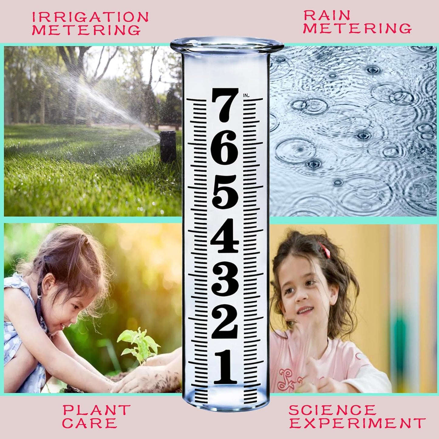 7 Inch Plastic Rain Gauge Replacement Tube, Upgrade Freeze Proof Outdoor Rain Gauges Replacement Plastic Tube for Garden Yard Lawn, Crack Resistance Tube Best Rated, 2 pcs Tubes with 1 Clean Brush