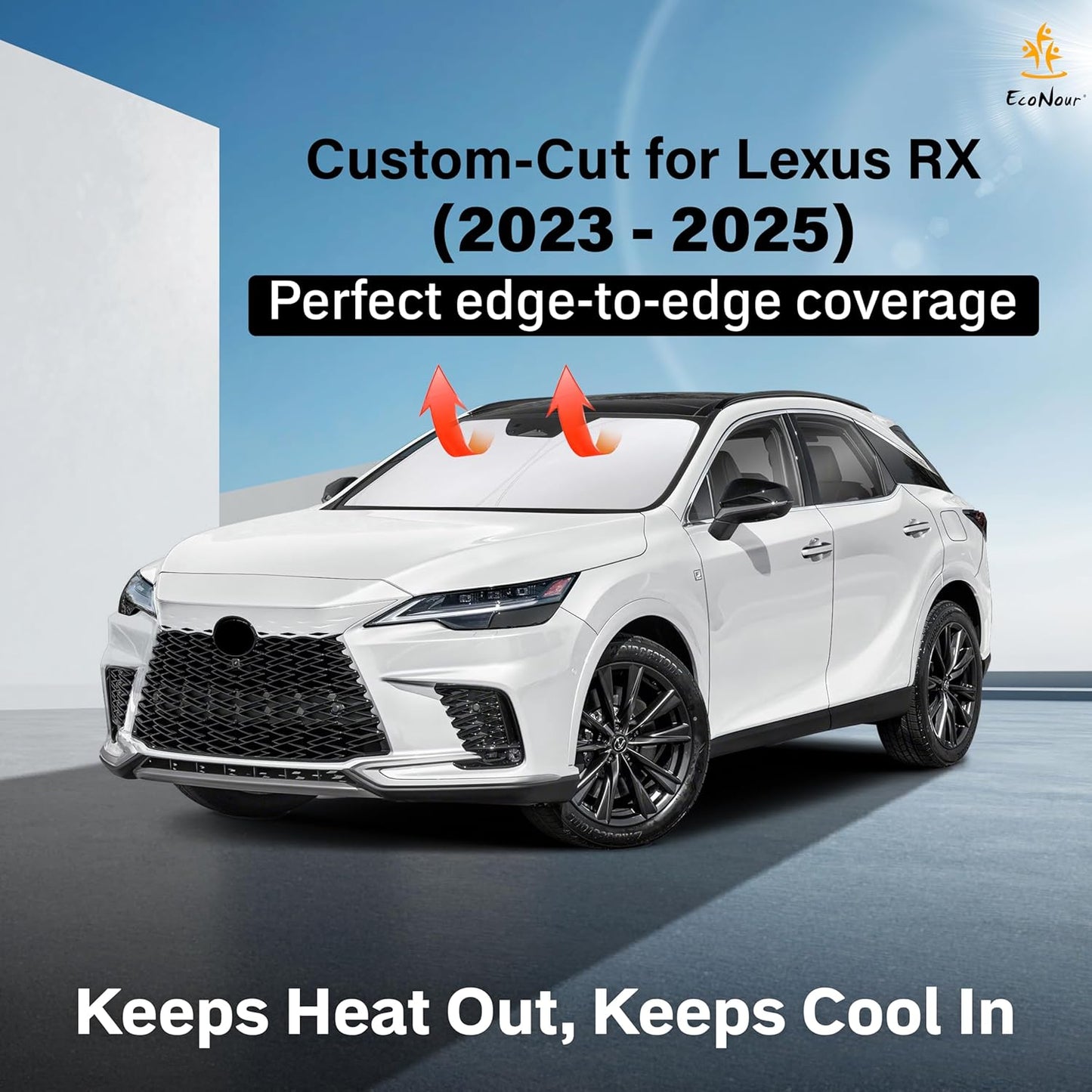 Econour Windshield Sun Shade for 2023-2025 Lexus RX 350 450h Accessories Sunshade Window Sun Visor Protector Foldable Blocks UV Rays Keep Your Car Cooler