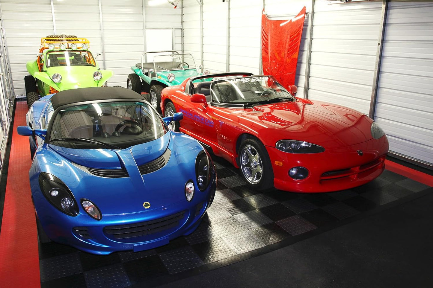 Big Floors RaceDeck CircleTrac, Interlocking Non-Slip Garage Flooring Tile, Durable, Modular, Heavy-Duty Copolymer, Easy Install (Red, 48 Pack of 12 x 12" Tiles)