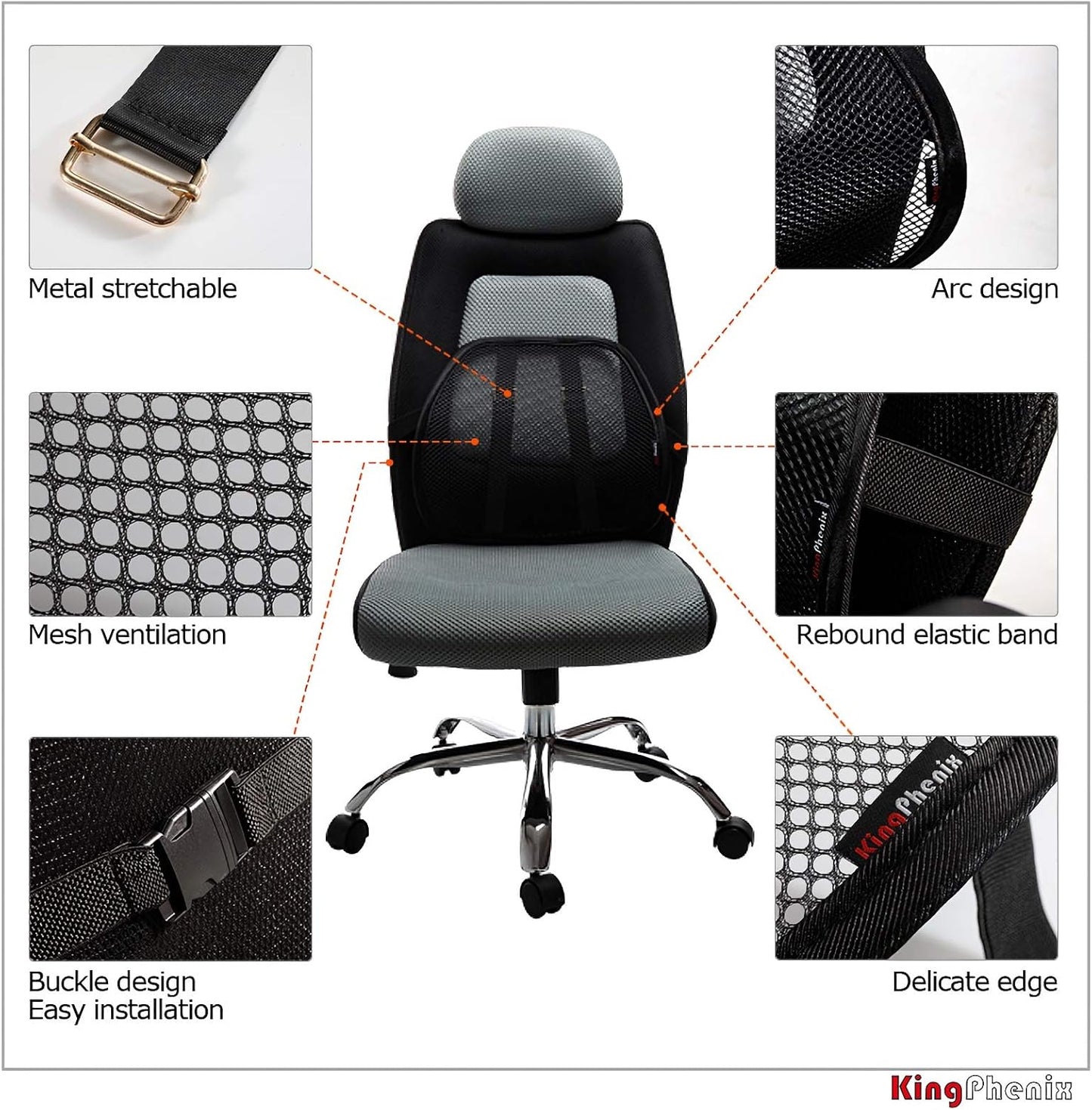 kingphenix Lumbar Support (2 Pack) with Breathable Mesh, Suit for Car, Office Chair