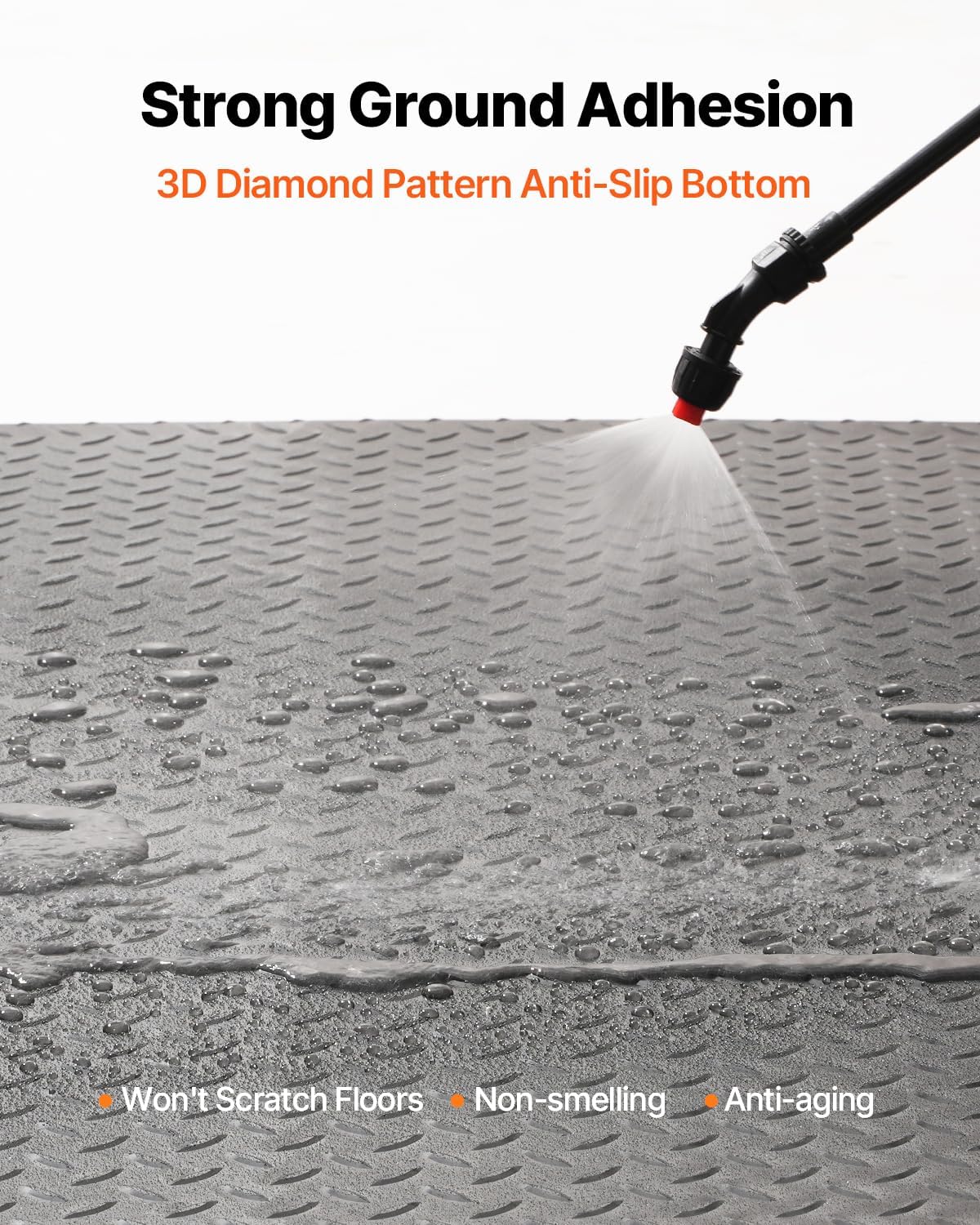 VEVOR Diamond-Plate Flooring Roll, SBR Rubber Mat, Easy to Clean, Gym & Garage Industry, Black