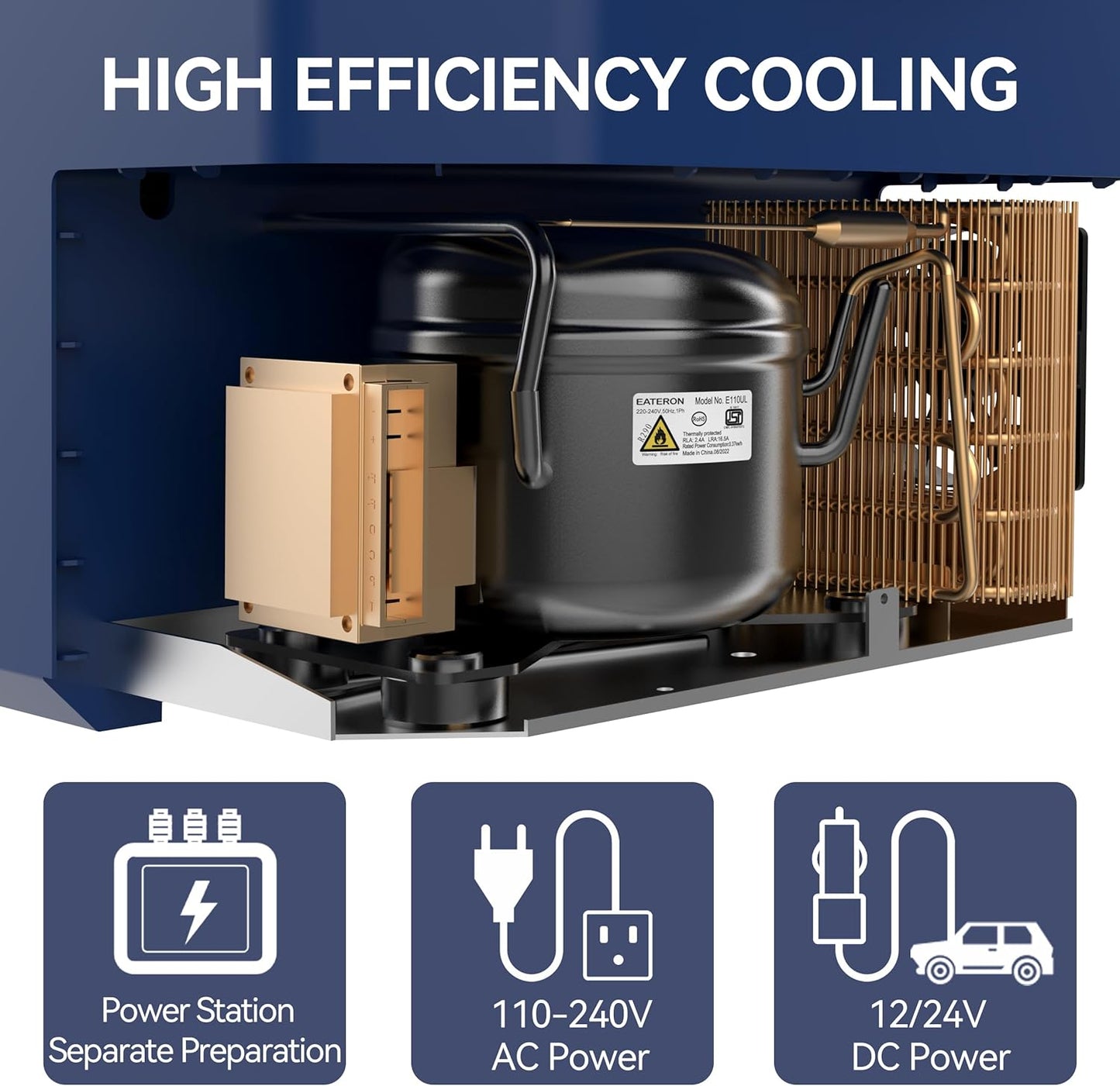 Car Refrigerator Portable 12V Fridge 32 Quart 12 Volt Freezer Compressor Cooler 12V/24V DC 110～240 V AC for Truck Van RV Camper SUV and Home Use