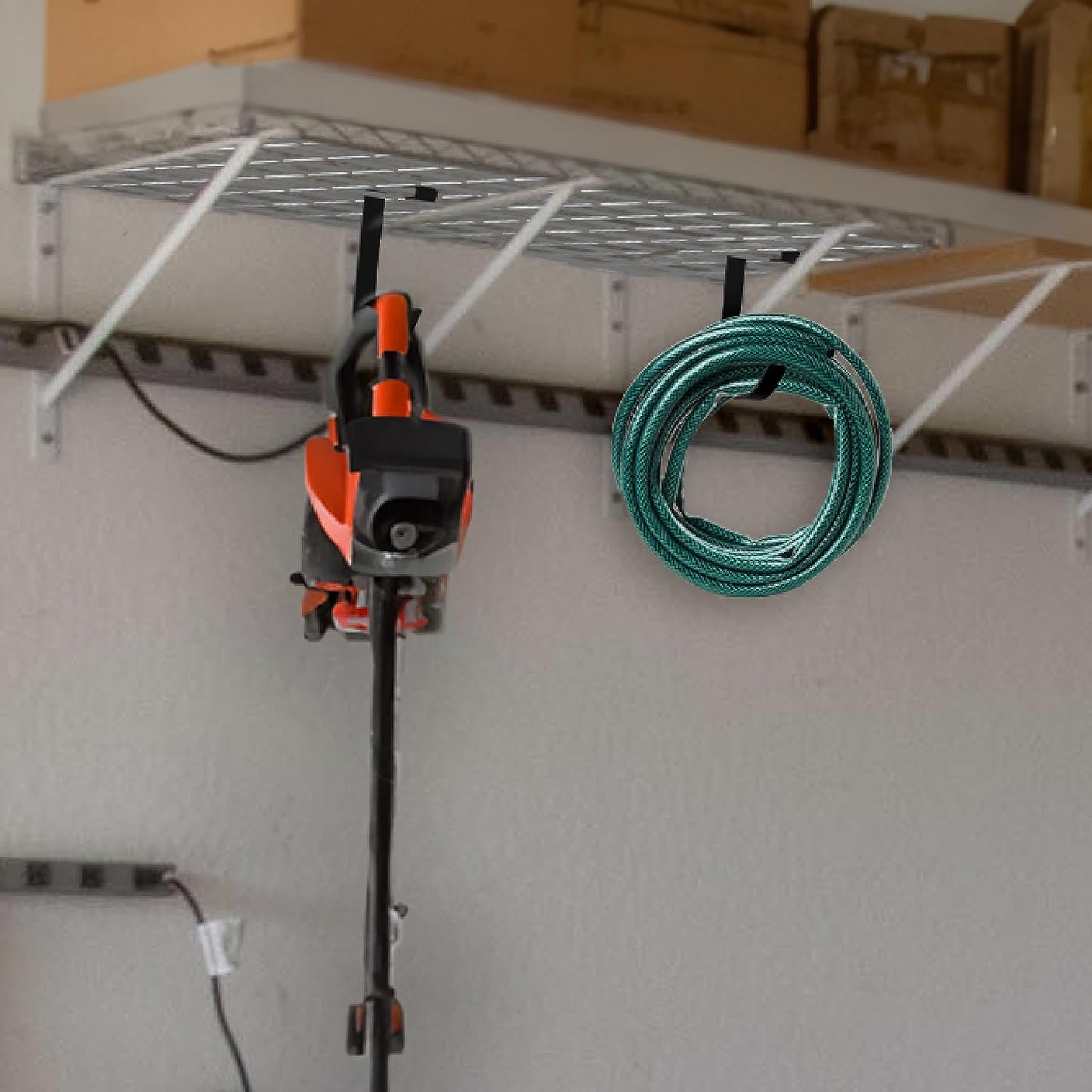 Bike Hooks for Garage Ceiling Mount Rack – Heavy Duty 4X8 Overhead Garage Storage Rack for Ceiling Hanging Bicycle Shelves, Add on Storage Flat Hooks Accessory and Wall Hanger (Flat Hook 8 Pack)