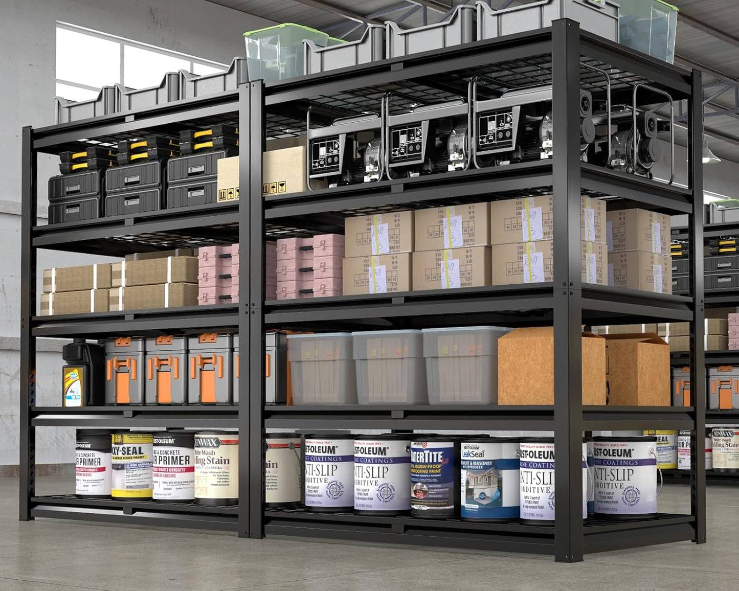 PrimeZone 72" H X 48" W X 18" D Heavy Duty Garage Shelving 5 Tier 2500 LBS Storage Shelves Adjustable Industrial Metal Wire Shelf Unit for Garage,Basement,Pantry,Warehouse,Commercial