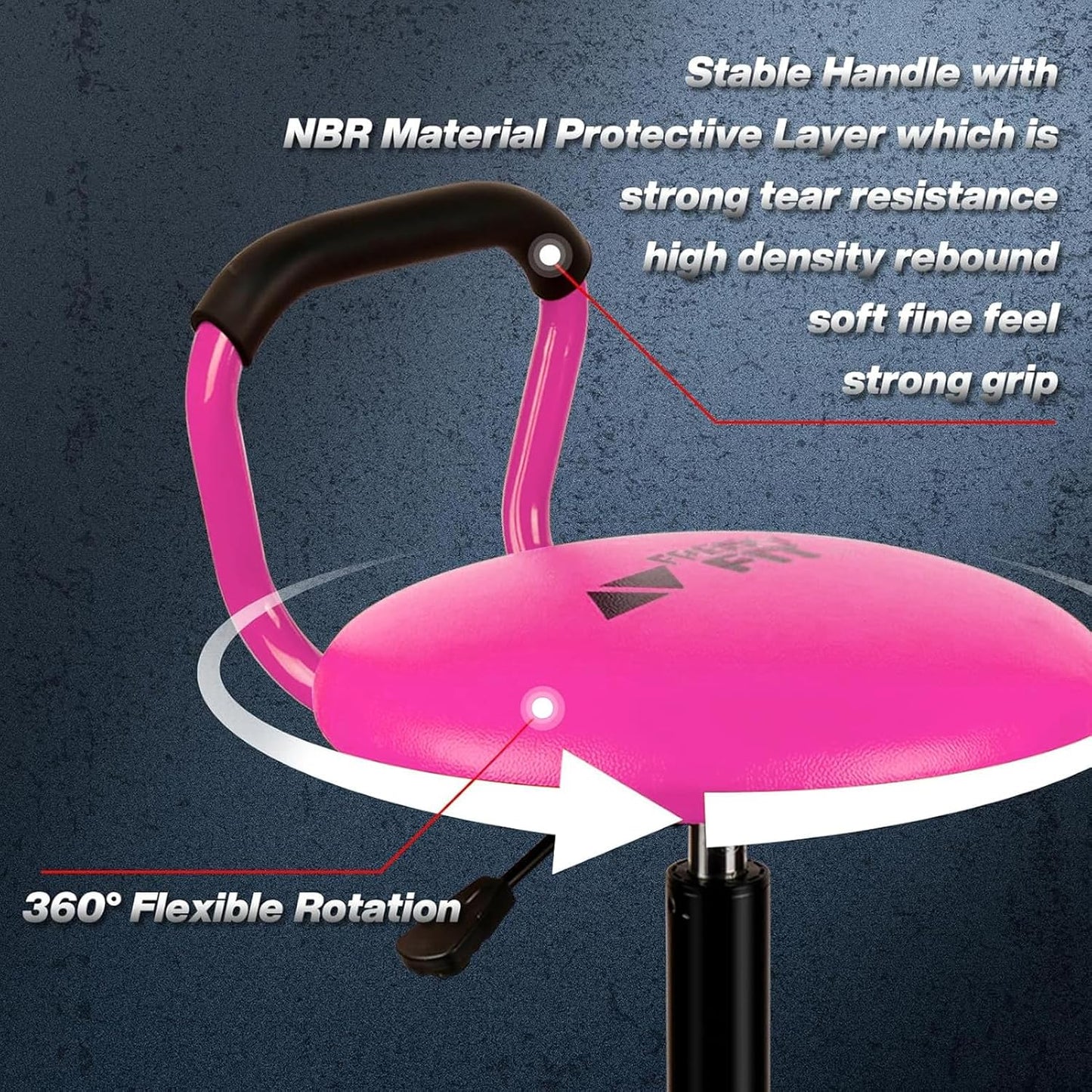 Garage Stool, Adjustable Height Swivel Work Mechanic Shop Stool with Backrest, Pneumatic Shop Chair for Home, Workshop, 300 LBS Capacity, 360° Rotation, Heavy Duty, Pink