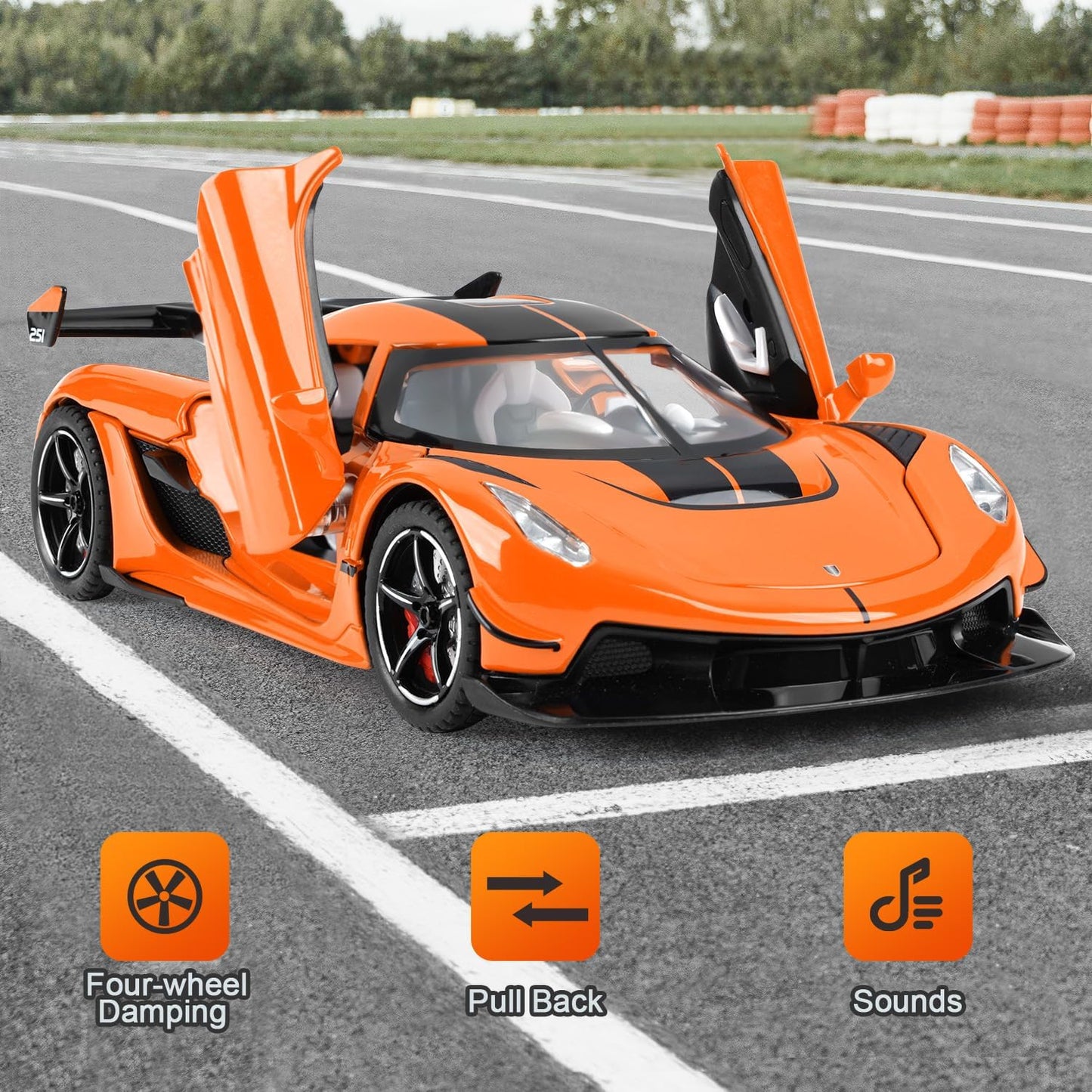 Toy Cars Model Jesko 1/22 Diecast Metal Sports Toy Cars for Boys, Alloy Collectible Model Car with Sound and Lights, Race Model Car for Kids
