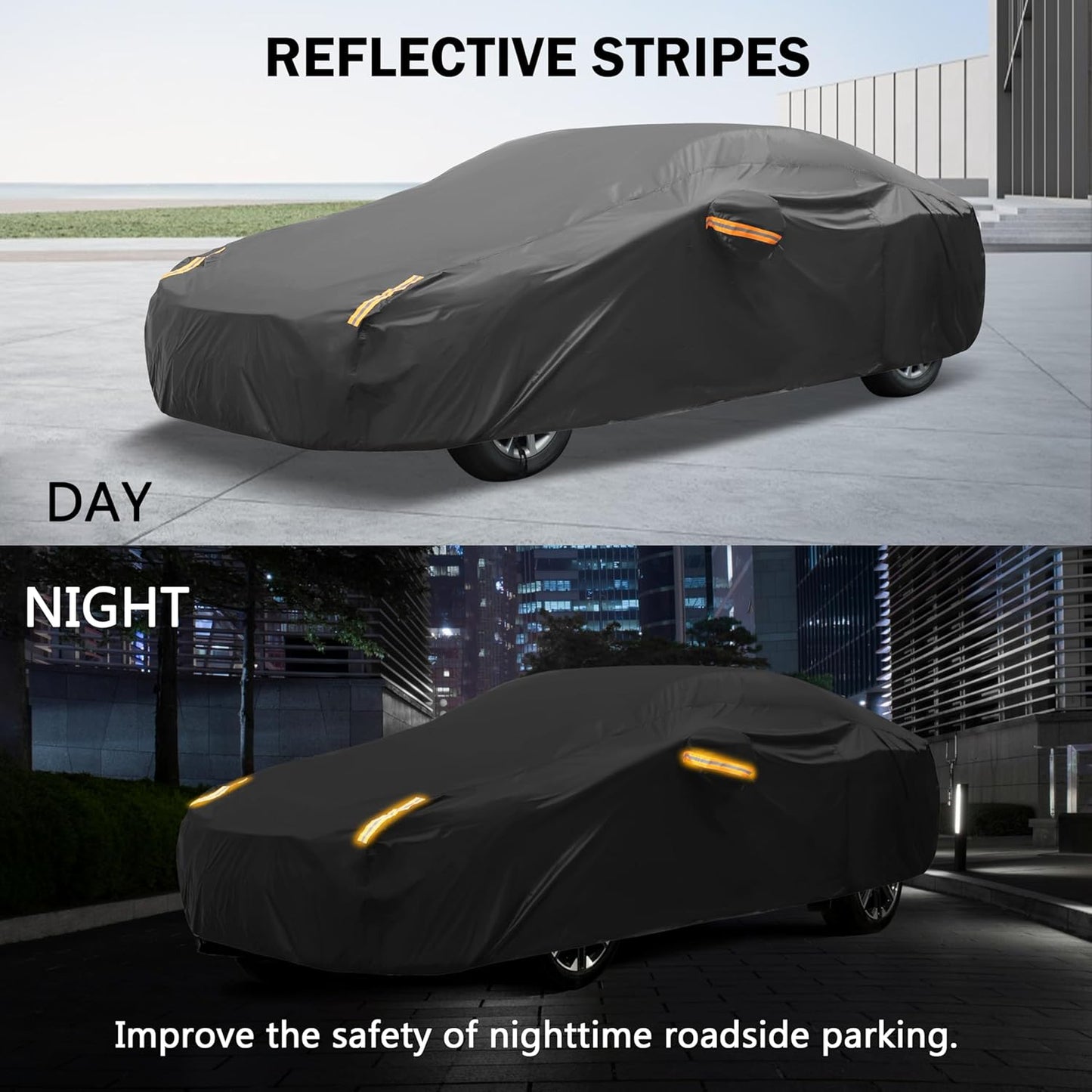 MORNYRAY Compatible with Tesla Model Y,Car Cover Outdoor Waterproof Sun Rain Snow Hail Protection with Driver Door Zipper Charging Port (Black, Custom Fit Model Y)