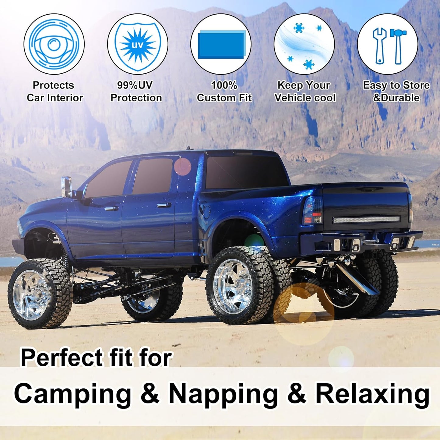 TINGLU Window Shades for Dodge RAM 2500 3500 2010-2025 Accessories Car Side Full Windows Rear Windshield Sun Shade Sun UV Rays & Privacy Protection for Camping,Napping&Relaxing 6PCS