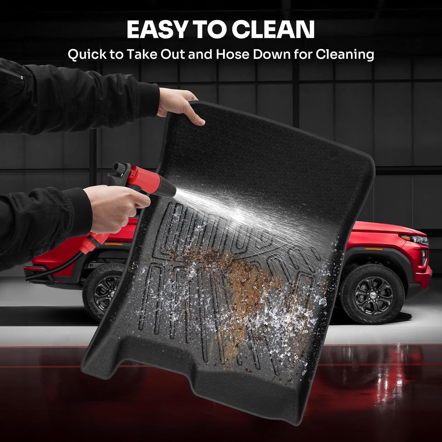 Powerty Floor Mats for 2023-2025 Chevy Colorado/GMC Canyon Accessories, All Weather Car Liners TPE Truck Mats, 1st & 2nd Row Black