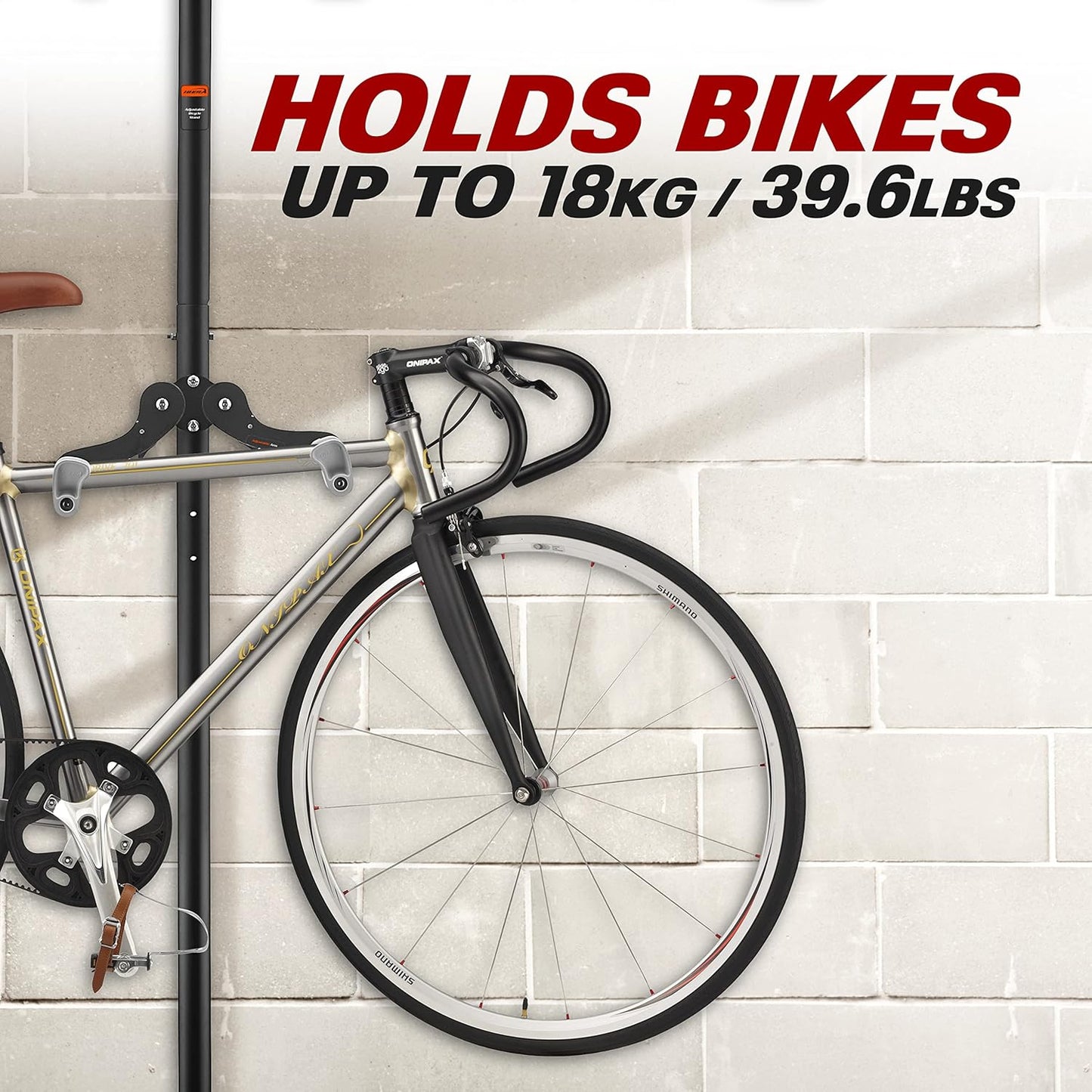 Ibera Bike Wall Mount - Secure Bike Storage up to 18kg with Adjustable Frame Holder & Soft Rubber Cradles - Garage Bike Rack for Road, MTB, Kids, Hybrid Bikes - Easy Installation & Space-Saving Design