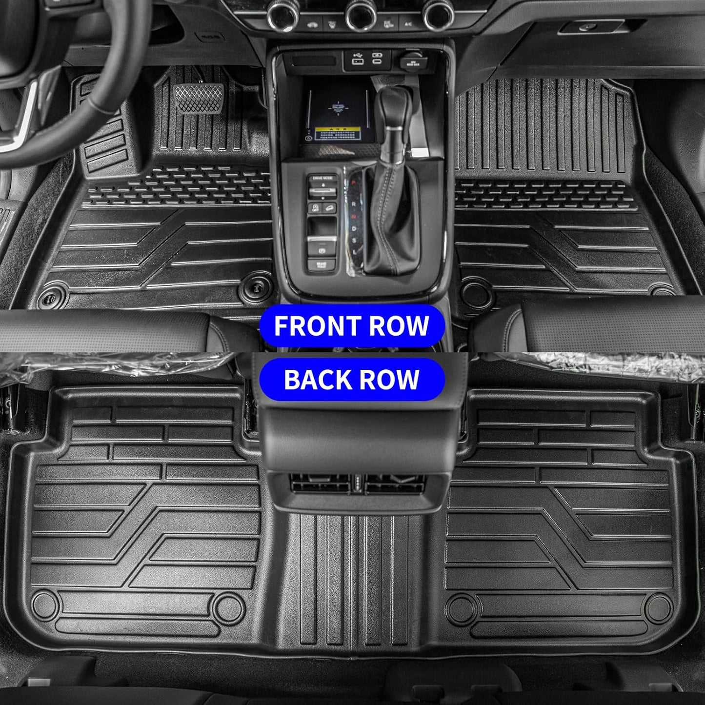 Rongtaod Floor Mats Compatible with 2023 2024 2025 2026 Honda CRV (Include Hybrid) Cargo Mat Trunk Mat Cargo Liner Back Seat Cover CR-V Accessories (Fit Upper Deck, Trunk Mat+Backrest Mats+Floor Mats)