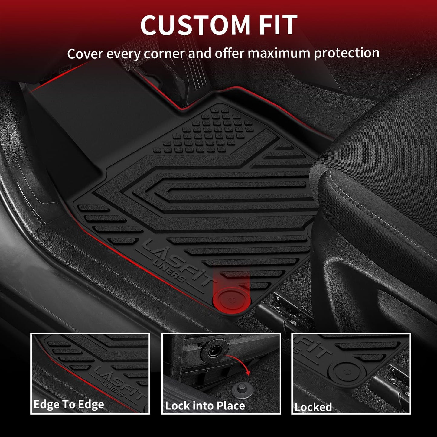 LASFIT Floor Mats & Cargo Mat Fit for Mazda CX5 2025-2017, Custom Fit TPE All Weather 2025 2024 2023 2022 2021 2020 2019 2018 2017 Floor Mats & Trunk Liner Full Set Car Mats for Mazda CX-5, Black