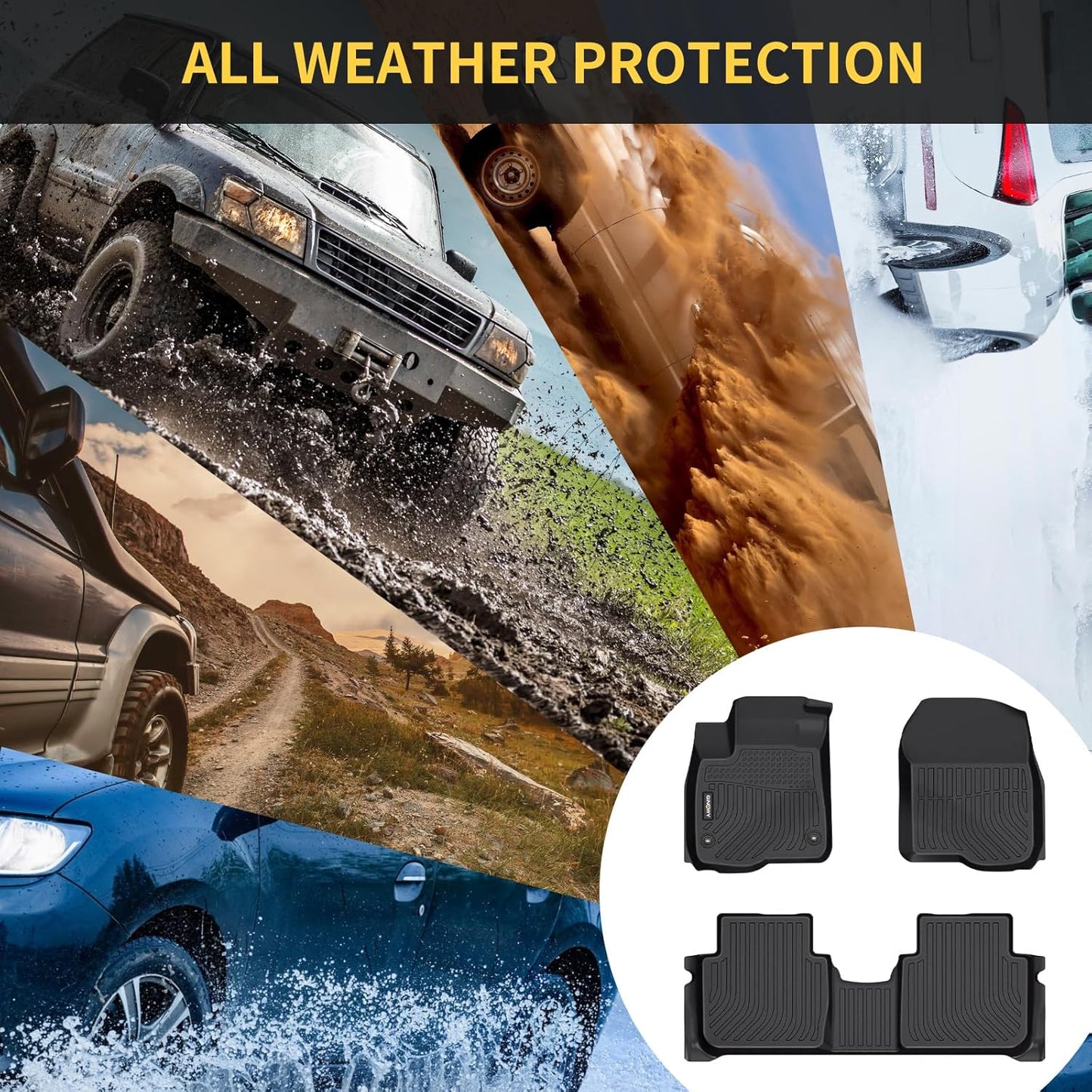 GINOWY- Floor Mats & Cargo Liner Set for Kia Sportage 2023 2024 2025 TPE All Weather Sportage Car Mats Anti-Slip Trunk Mat Waterproof Sportage Floor Liners Accessories Black