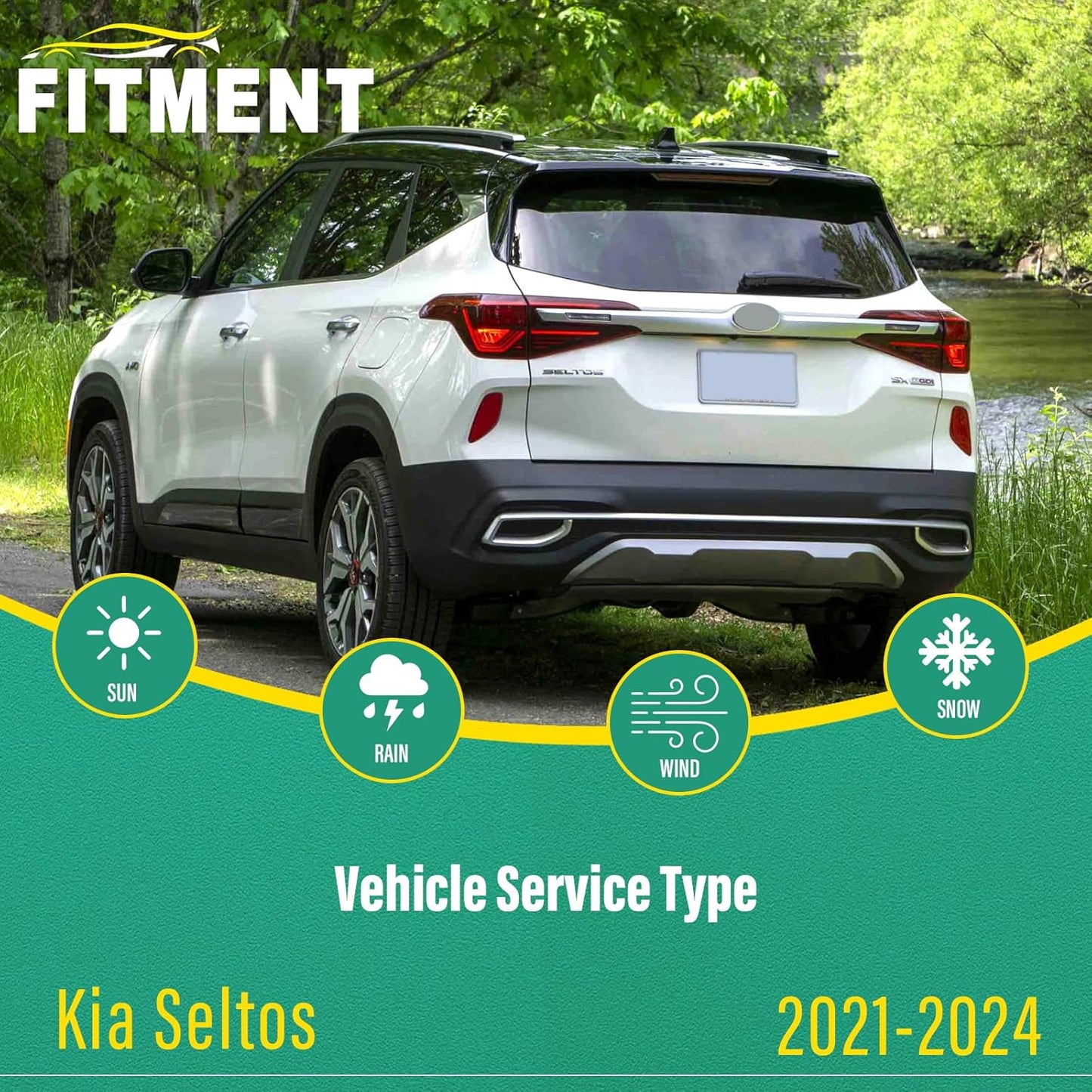 24" 18" 11" Windshield Wiper Blades Replacement for Kia Seltos 2021 2022 2023 2024 Premium All Weather Front Rear Wipers Set - OEM Quality (Pack of 3)