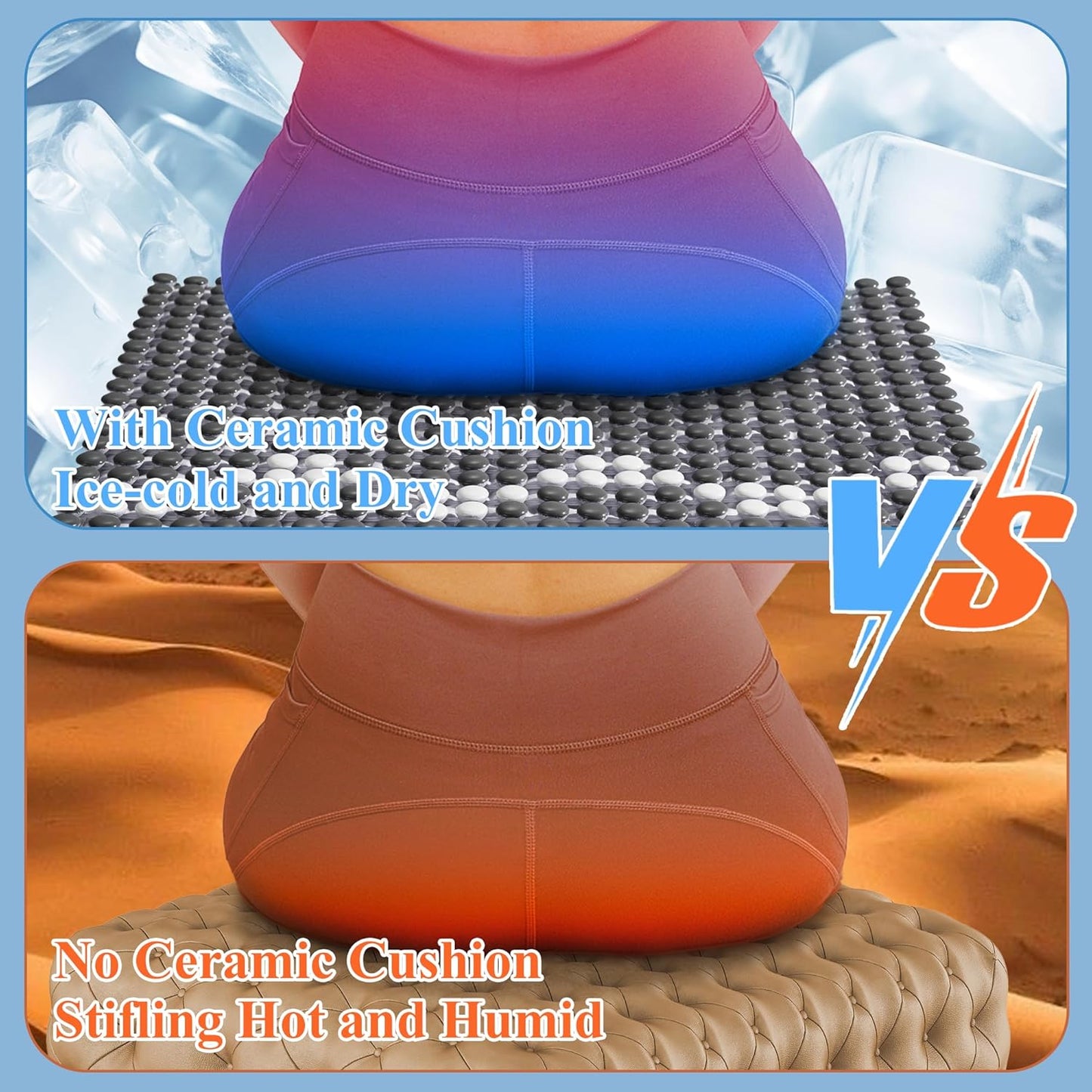 HOMREST Cooling Car Seat Cushion Back Pain Relief Ceramic Beaded Seat Cover Comfy Extreme Summer Massage Seat Pad for Car, Trucks,Executive Office Chairs(Grey)