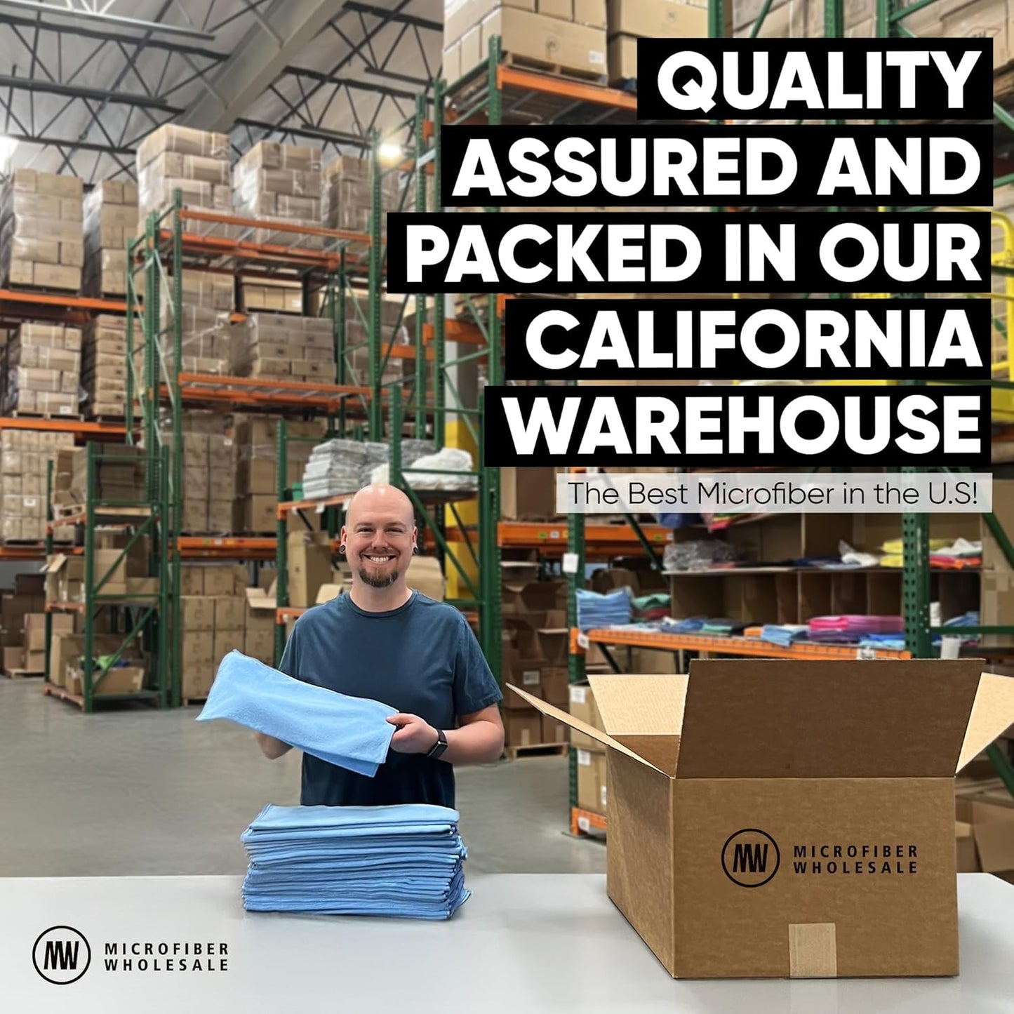 Bulk 16" x 16" All Purpose Microfiber Towels Wholesale - Case Quantity (200 Count) | Large | No Fraying | High Density Microfiber | Zero Chemical Cleaner | Long-Lasting (White)