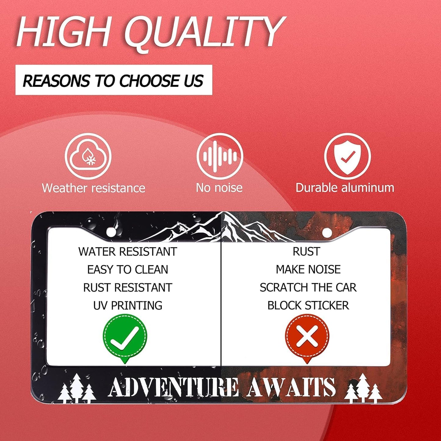 Personalized License Plate Frame American Flag Eagle Stainless Steel Accessory Patriotic Holder Funny Car Decorative 2 Holes Screws Fits Us Standard License Plates 12.2 X 6.3 in for Men Women