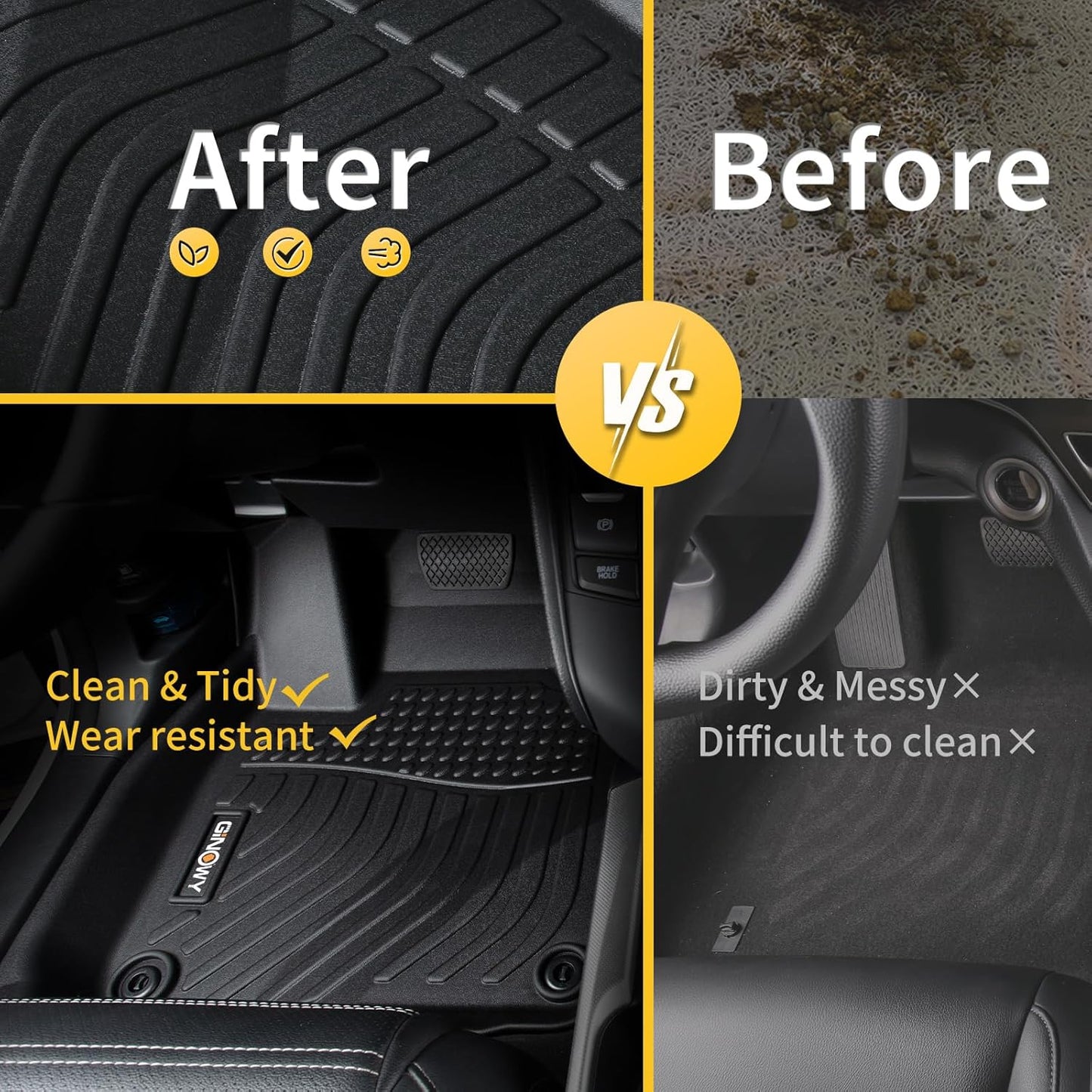 GINOWY-Floor Mats & Cargo Liner for Volvo S60 2019-2025, All Weather Car Mats Cargo Liner TPE Rubber Trunk Mat Trunk Liner for Volvo S60 Accessories