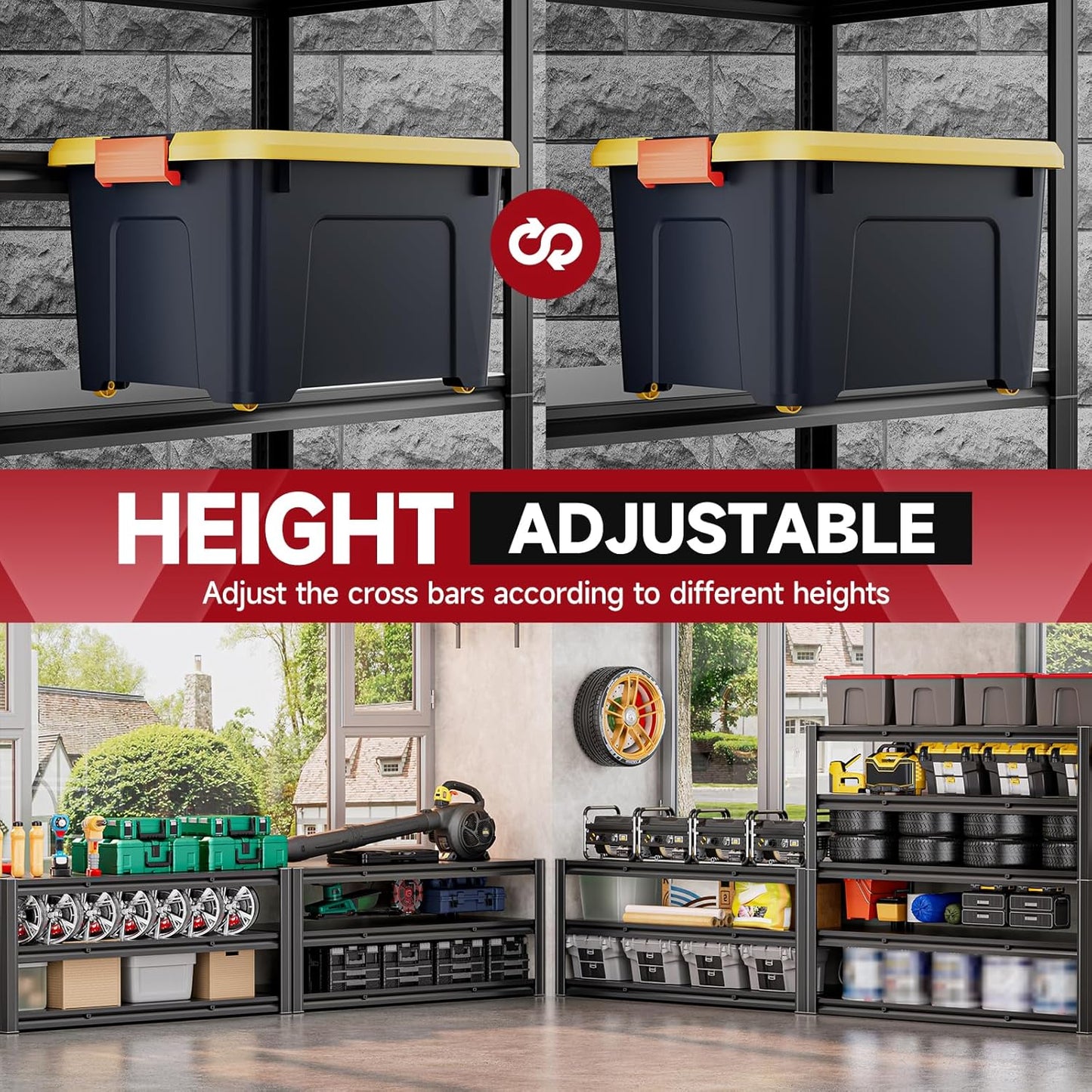 5-Tier 60" W x 24" D x 72" H Garage Shelving 3000LBS Storage Shelves Heavy Duty Metal Shelf Unit Adjustable Basement Industrial Storage Racks