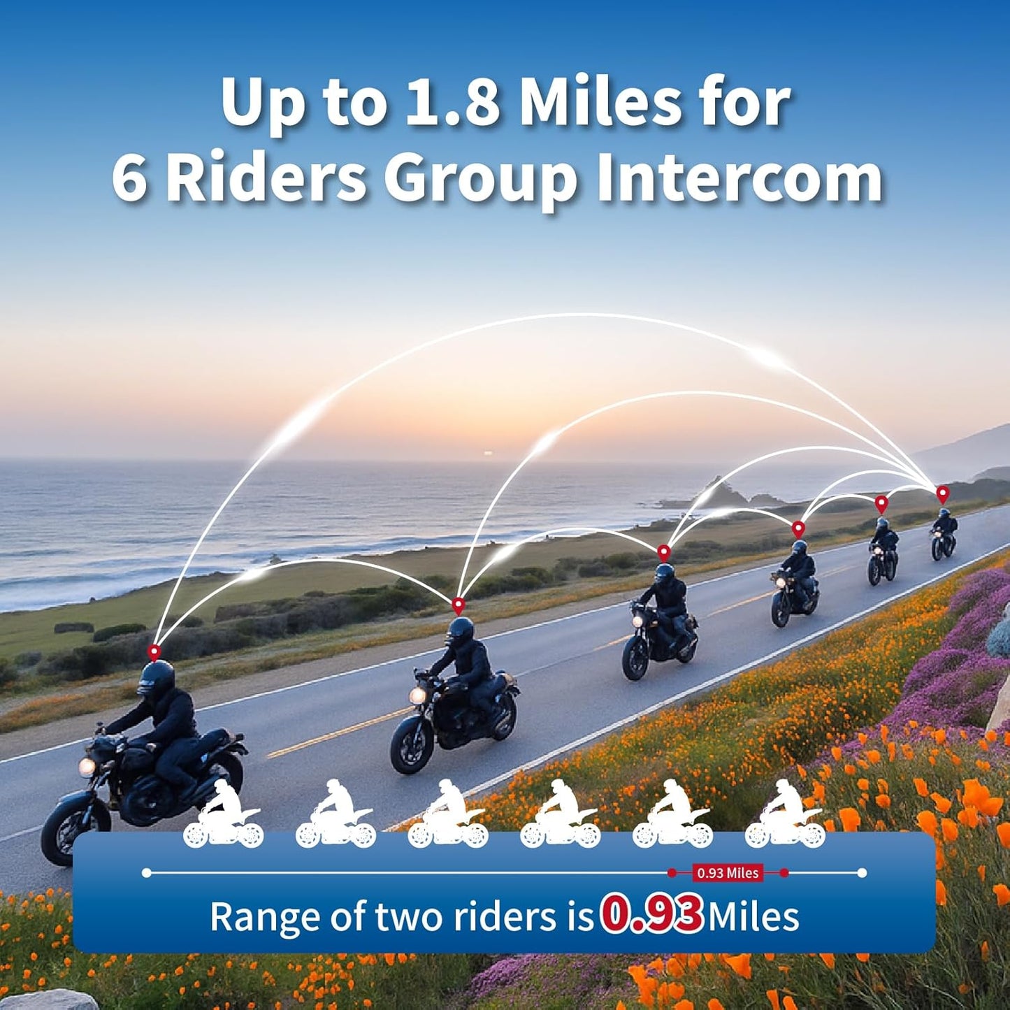 BK-S2 Motorcycle Bluetooth Intercom Headset - Helmet Communication System, Waterproof Speaker, Voice Comm Earbuds, Helmet Headphone, Noise Cancellation (Single Black)