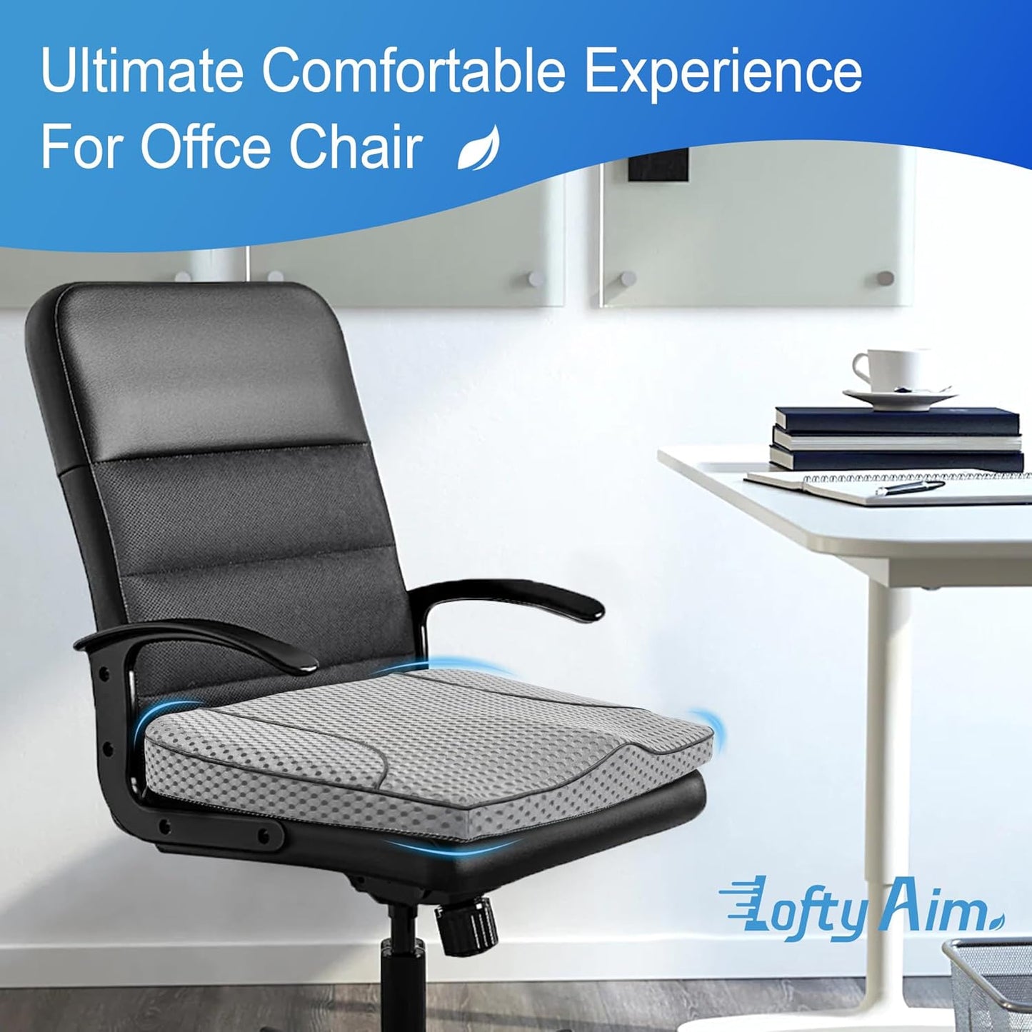 Car Seat Cushion, Comfortable Memory Foam Seat Pillow for Driving, Sciatica-Back Pain Relief, Cushion for Car-Truck, Office, Wheelchair - Mesh Gray