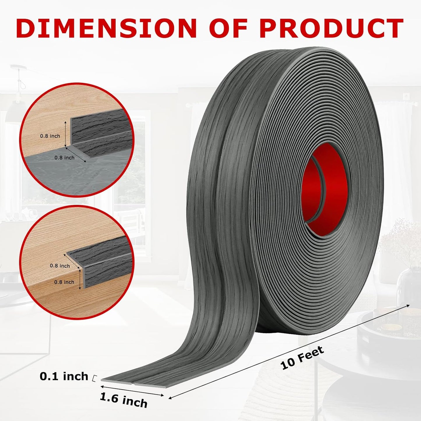 Flexible Wall Corner Protector Moulding Trim Peel and Stick Wall Corner Guards Edge Protector Self Adhesive Molding Trim Strip for Edge Ceiling (Deep Gray Wood Grain, 1.6 in x 10 Ft)