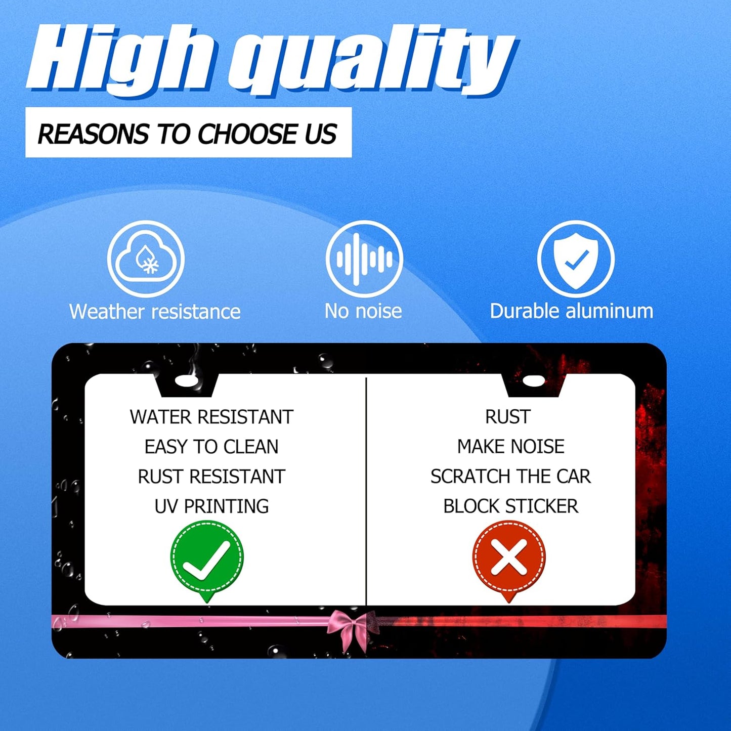 Pink License Plate Frame Cute License Plate Stainless Steel Black Funny License Plate Holder Women Personalized Car Accessory Decoration 12.3" x 6.3"