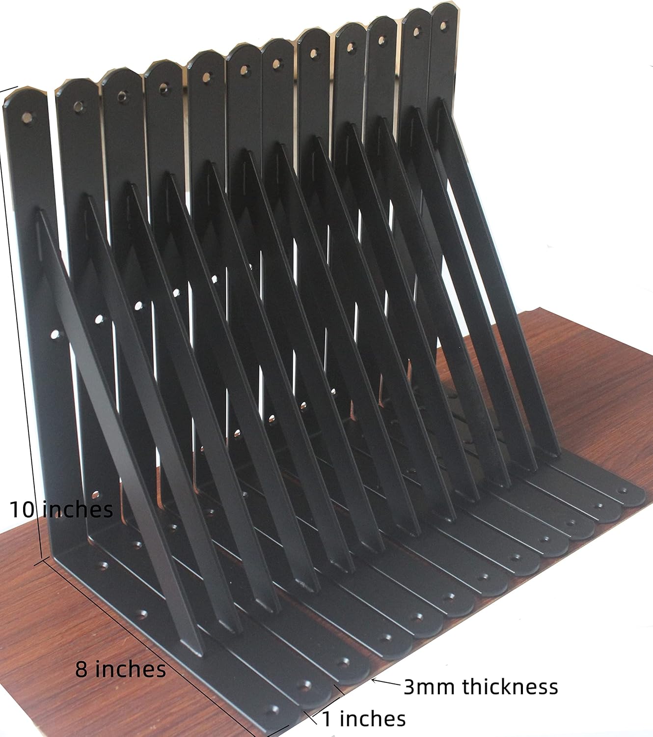 8 Pack L10 x H 8" Black Heavy Duty Shelf Brackets with Screws Metal Shelf Brackets Shelf Support Angle Brackets for Shelves L Brackets Heavy Duty Floating Shelf