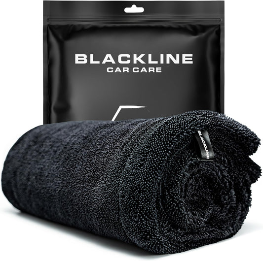 Blackline 24"x36" Twisted-Loop Drying Towel, 1300GSM, Streak Free, Lint Free, Reusable - Car Accessories, Bath Towels, Microfiber Cleaning Cloth - One Pass is All You Need