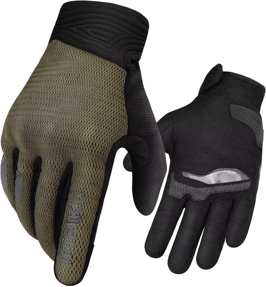 INBIKE Breathable Mesh Motorcycle Gloves for Men/Women, Shell Protection, Reflective, TPR Palm Sliders, Touchscreen Motorbike Gloves for ATV BMX MTB Riding